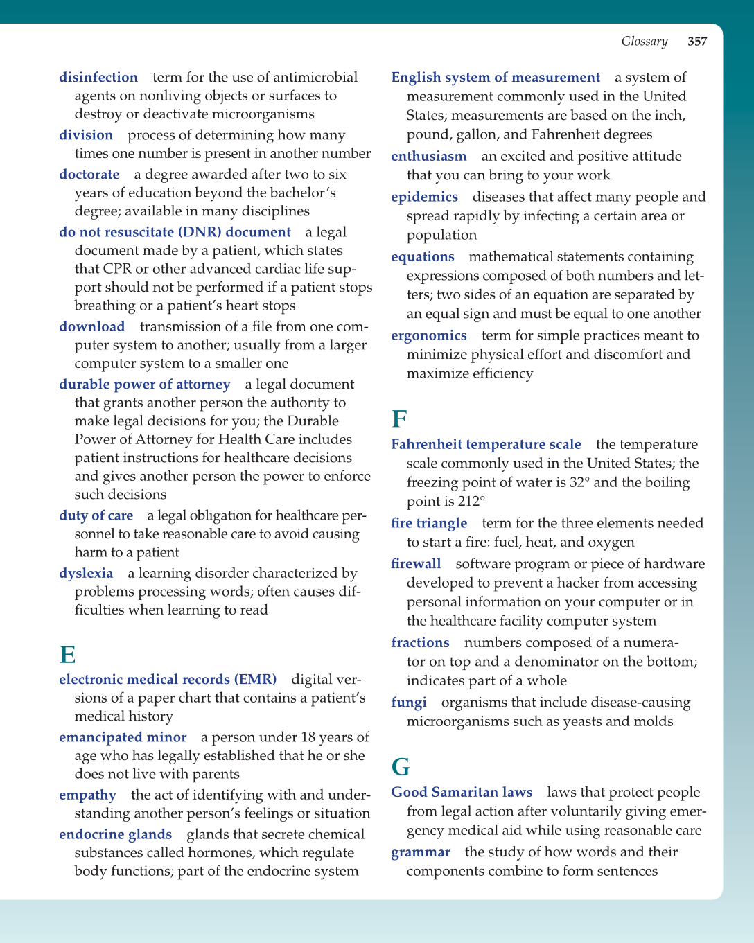 Essential Skills for Health Career Success, 1st Edition page 357
