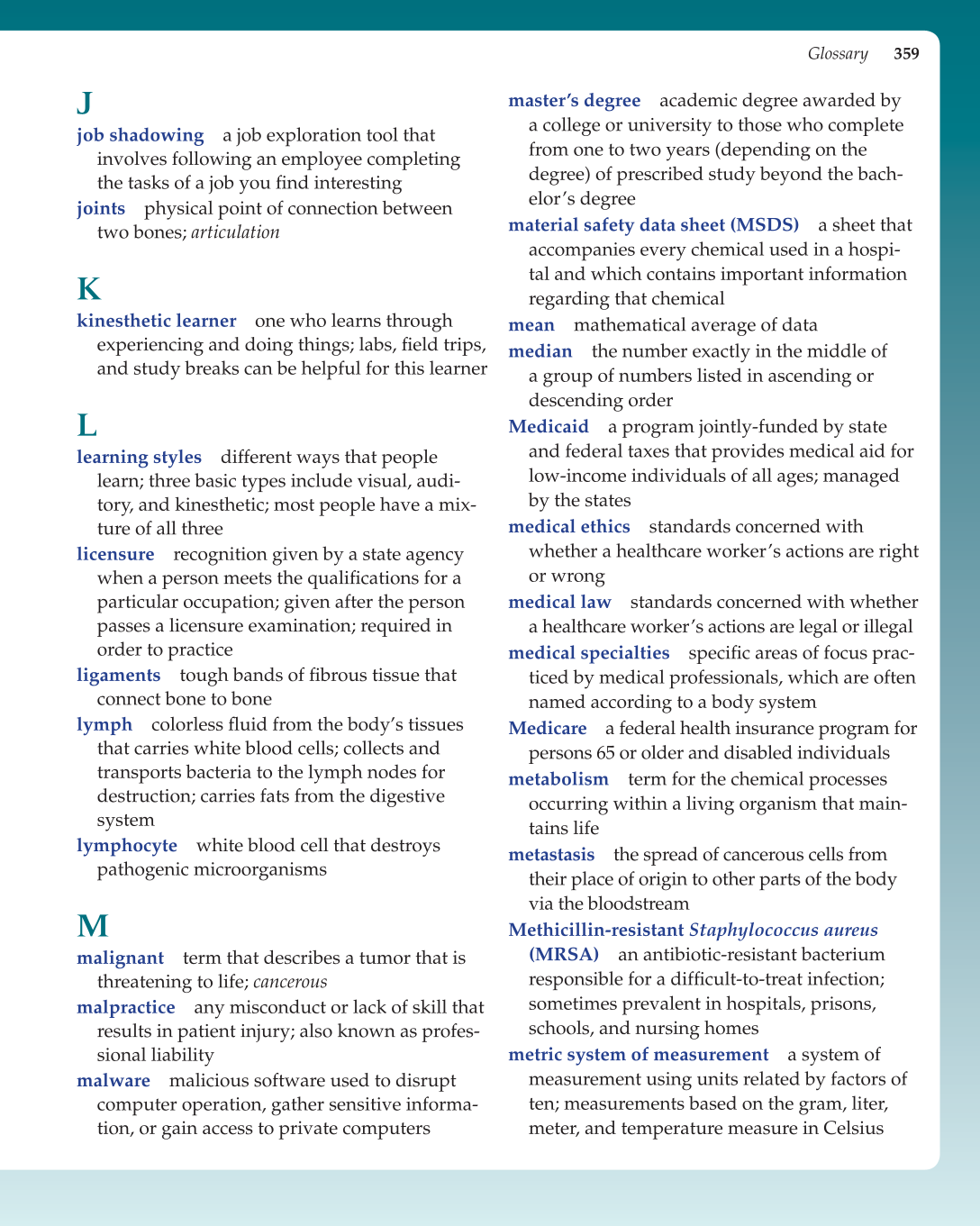 Essential Skills for Health Career Success, 1st Edition page 359