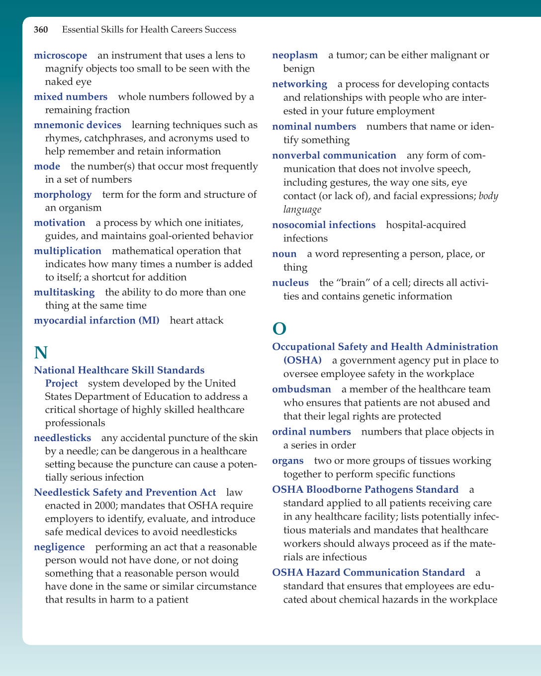 Essential Skills for Health Career Success, 1st Edition page 360
