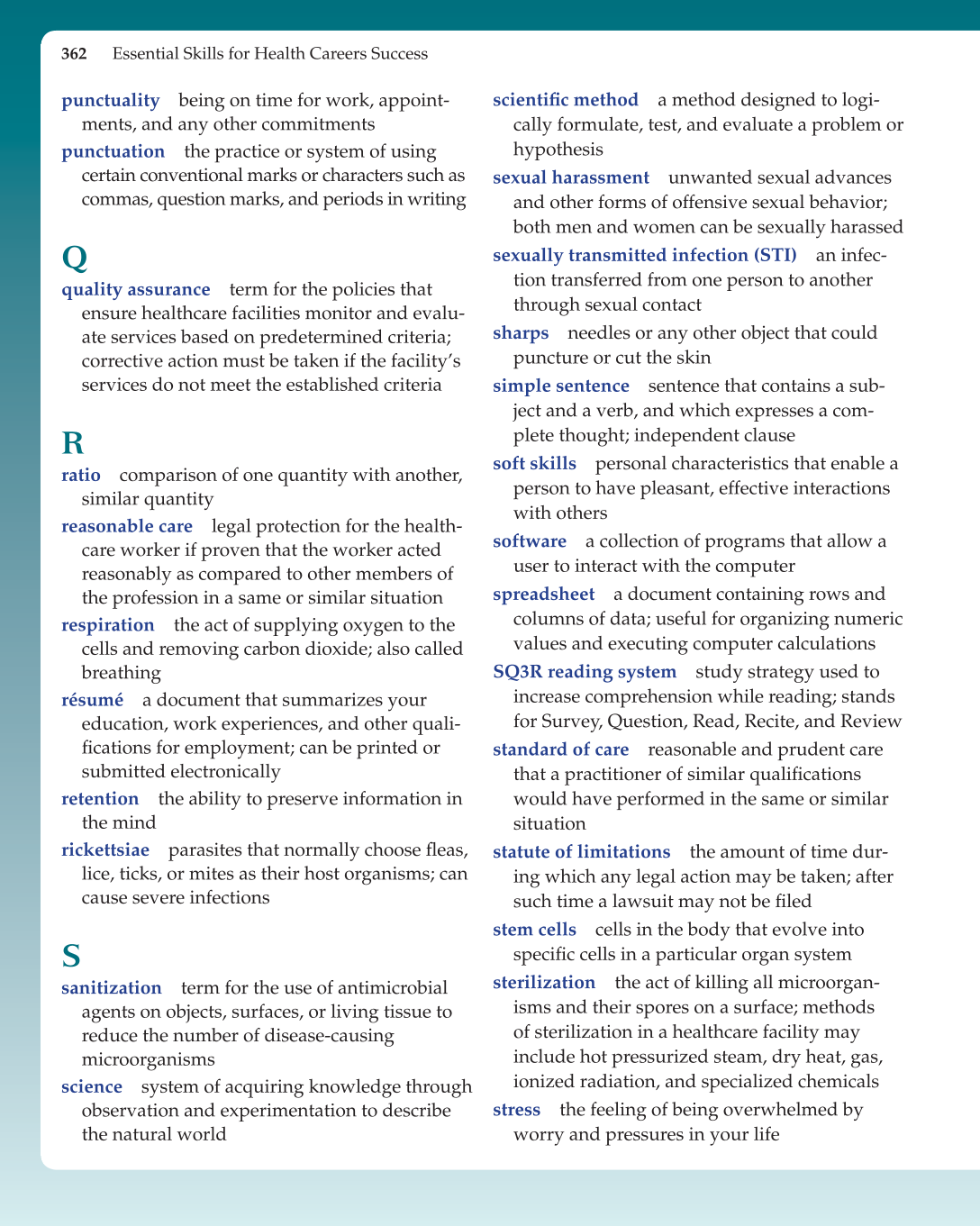 Essential Skills for Health Career Success, 1st Edition page 362