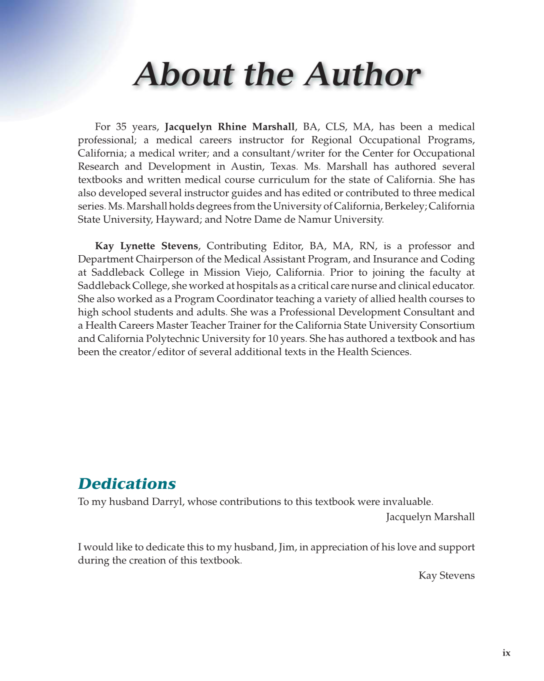 Essential Skills for Health Career Success, 1st Edition page ix