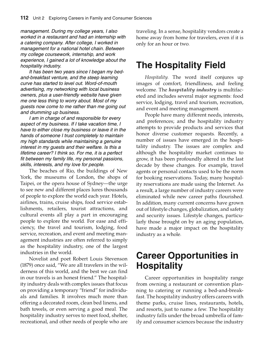 Foundations of Family and Consumer Sciences: Careers Serving Individuals, Families, and Communities, 2nd Edition page 112