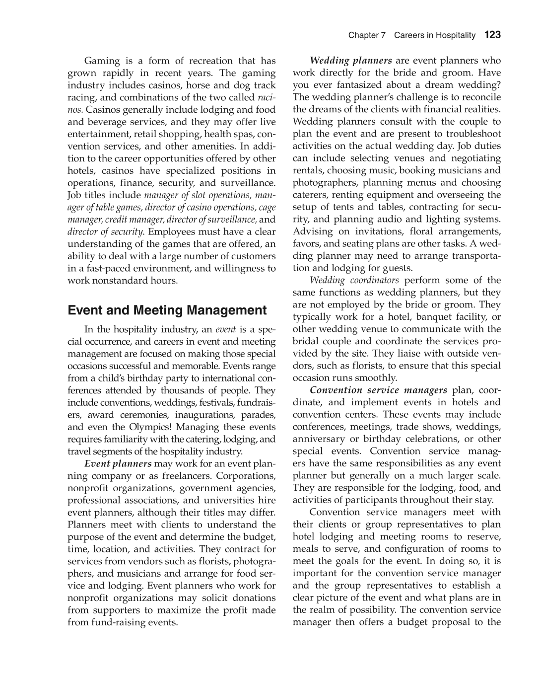 Foundations of Family and Consumer Sciences: Careers Serving Individuals, Families, and Communities, 2nd Edition page 123