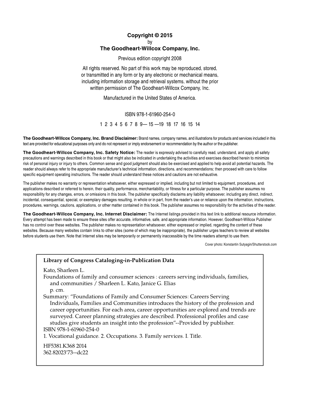 Foundations of Family and Consumer Sciences: Careers Serving Individuals, Families, and Communities, 2nd Edition page II