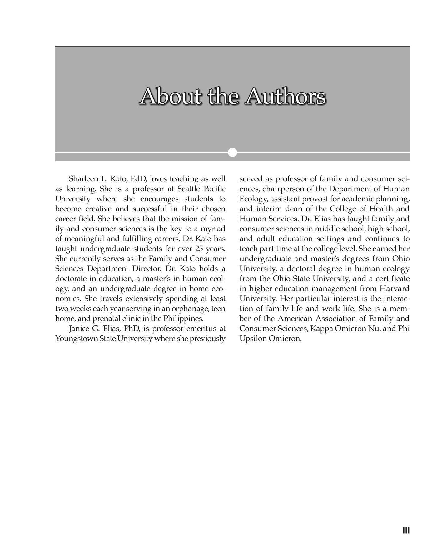 Foundations of Family and Consumer Sciences: Careers Serving Individuals, Families, and Communities, 2nd Edition page III