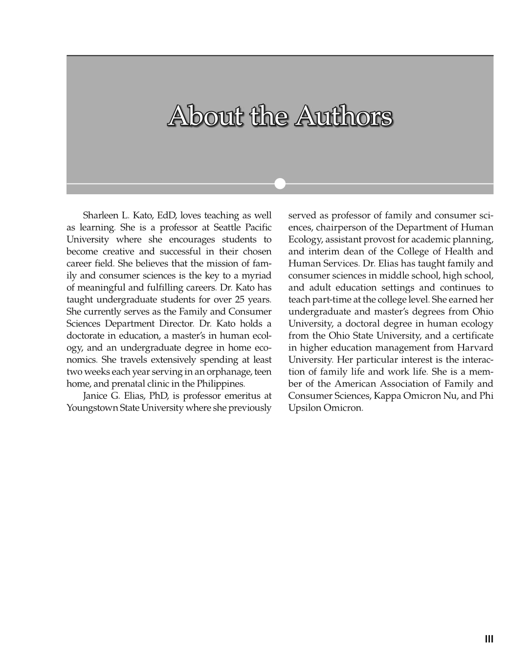 Foundations of Family and Consumer Sciences: Careers Serving Individuals, Families, and Communities, 2nd Edition page III