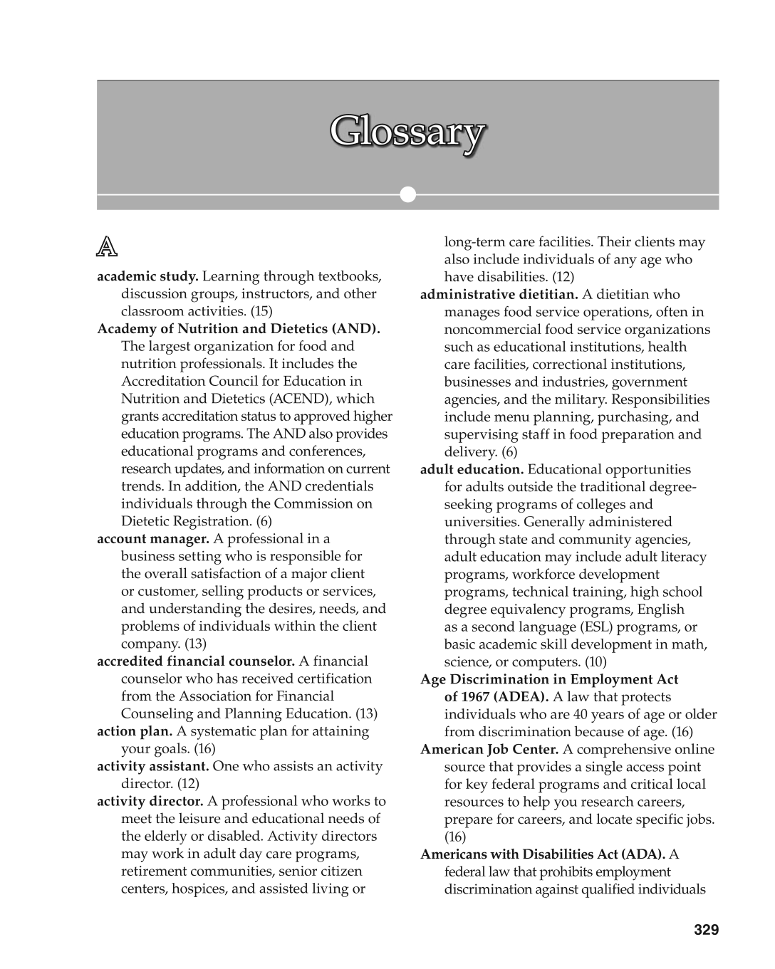 Foundations of Family and Consumer Sciences: Careers Serving Individuals, Families, and Communities, 2nd Edition page 329