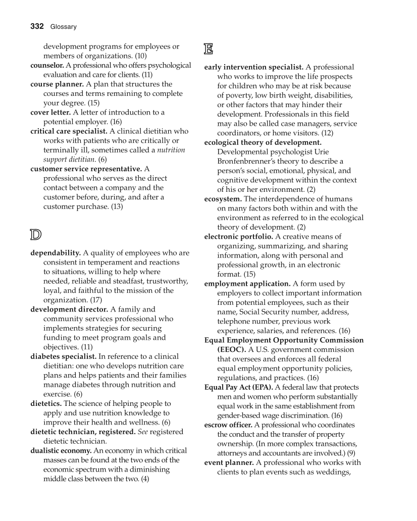 Foundations of Family and Consumer Sciences: Careers Serving Individuals, Families, and Communities, 2nd Edition page 332