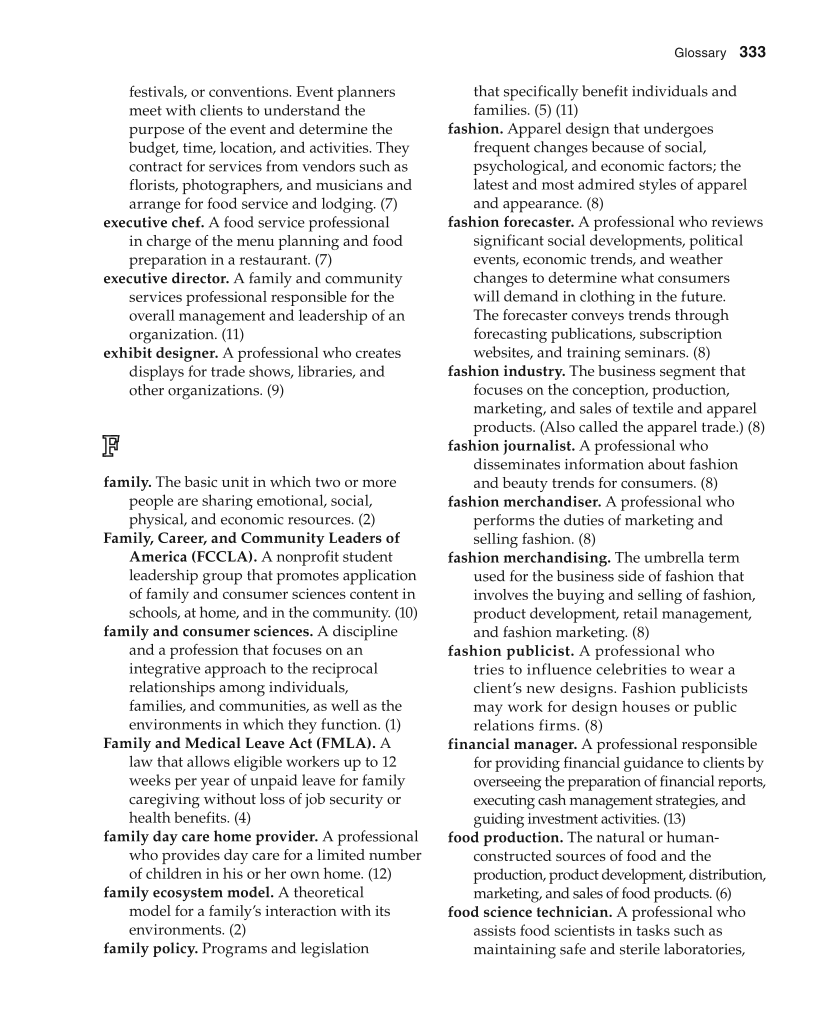 Foundations of Family and Consumer Sciences: Careers Serving Individuals, Families, and Communities, 2nd Edition page 333