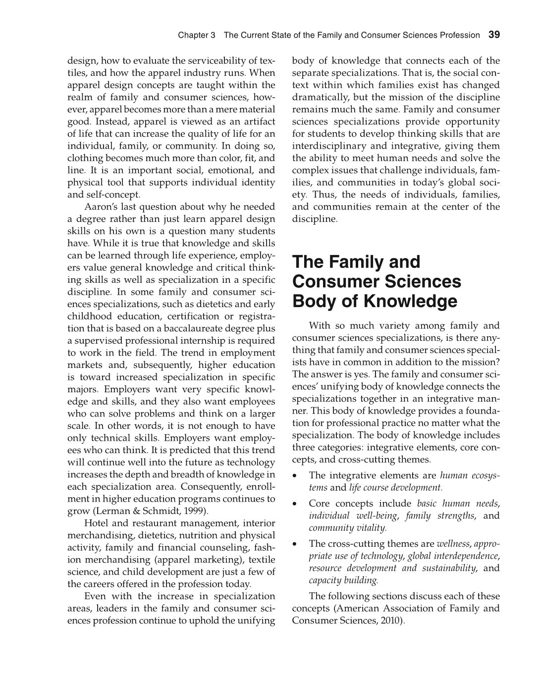 Foundations of Family and Consumer Sciences: Careers Serving Individuals, Families, and Communities, 2nd Edition page 39