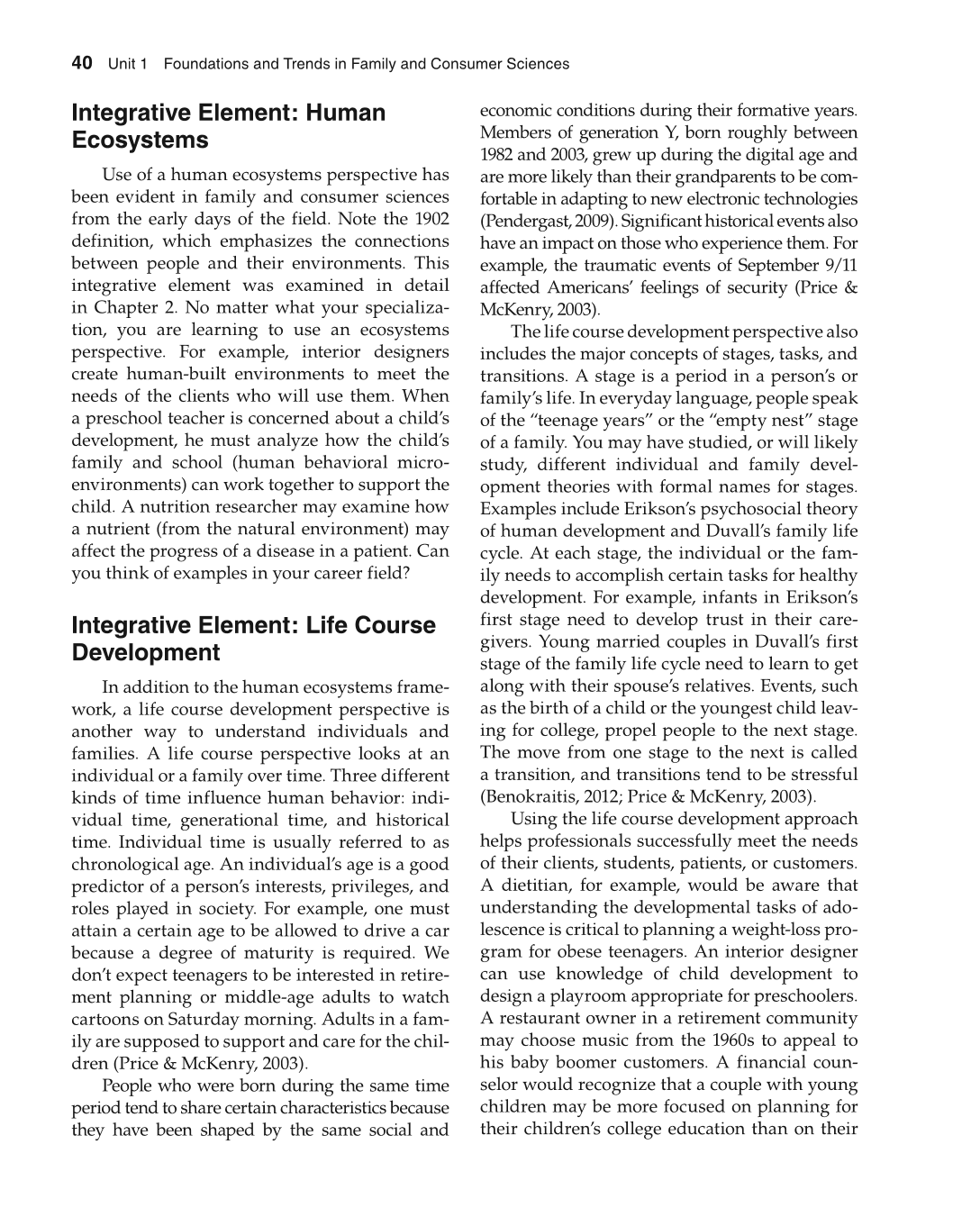 Foundations of Family and Consumer Sciences: Careers Serving Individuals, Families, and Communities, 2nd Edition page 40
