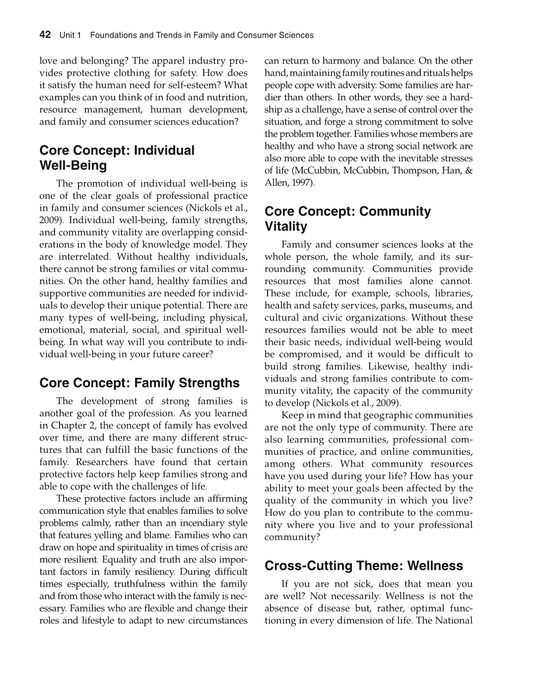 Foundations of Family and Consumer Sciences: Careers Serving Individuals, Families, and Communities, 2nd Edition page 42