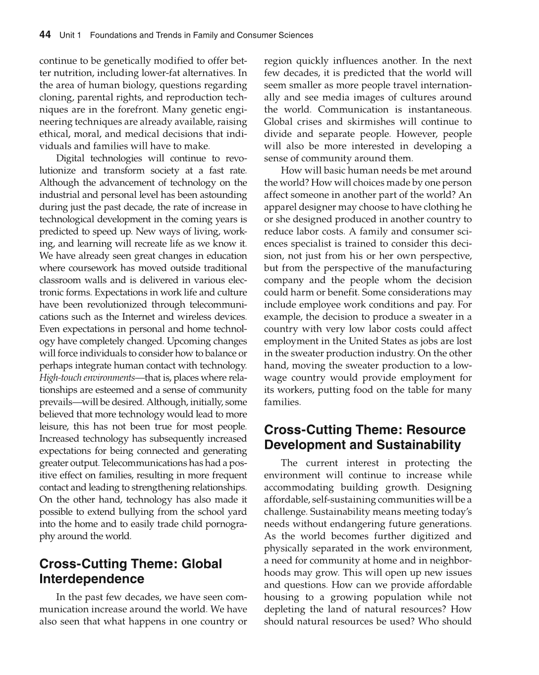 Foundations of Family and Consumer Sciences: Careers Serving Individuals, Families, and Communities, 2nd Edition page 44