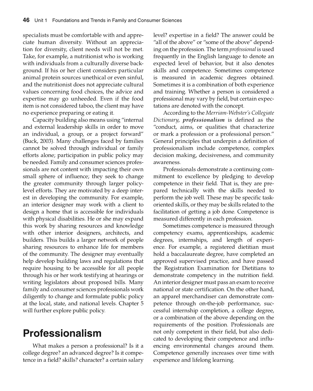 Foundations of Family and Consumer Sciences: Careers Serving Individuals, Families, and Communities, 2nd Edition page 46
