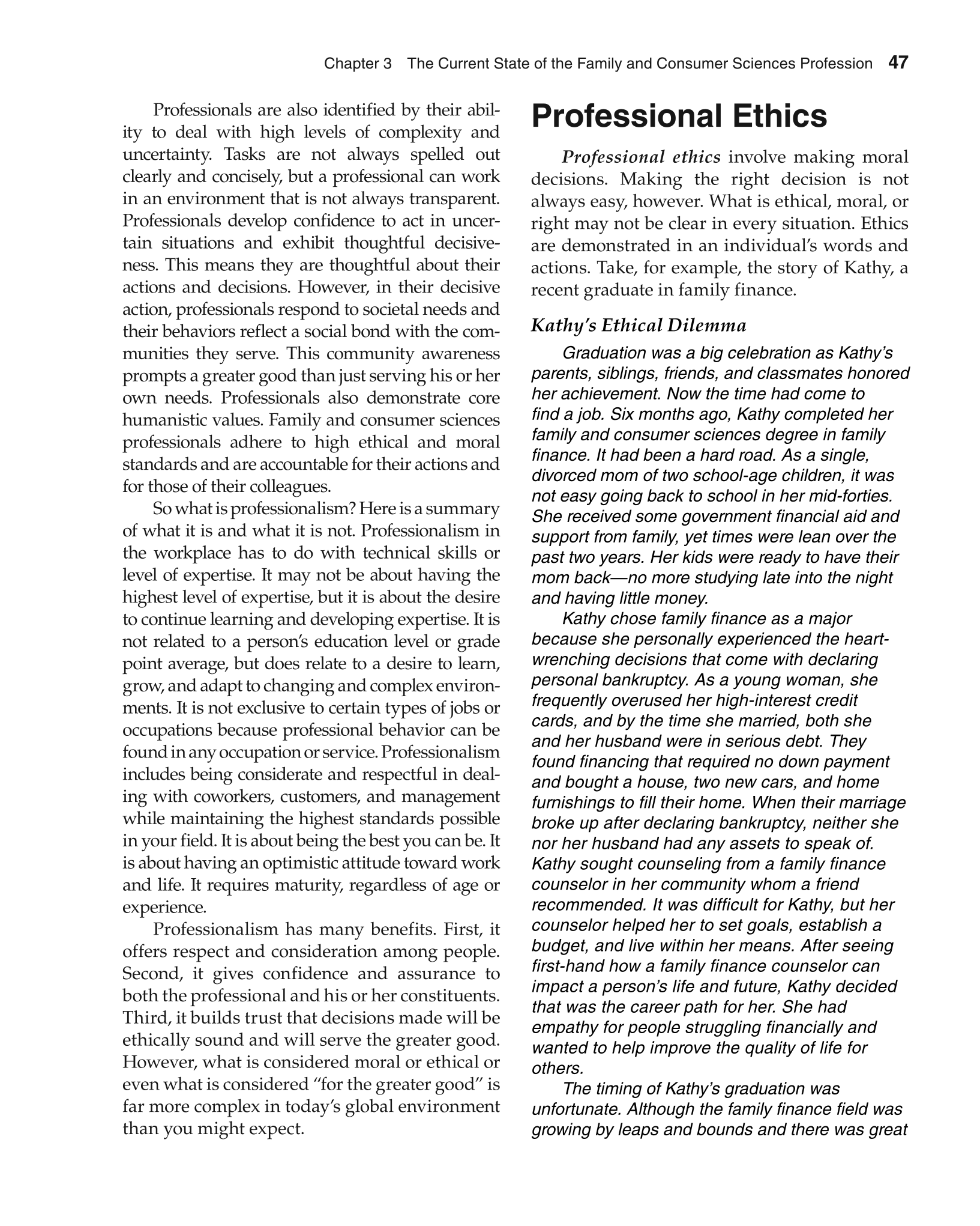 Foundations of Family and Consumer Sciences: Careers Serving Individuals, Families, and Communities, 2nd Edition page 47