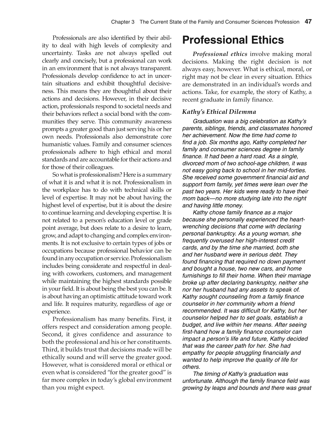 Foundations of Family and Consumer Sciences: Careers Serving Individuals, Families, and Communities, 2nd Edition page 47