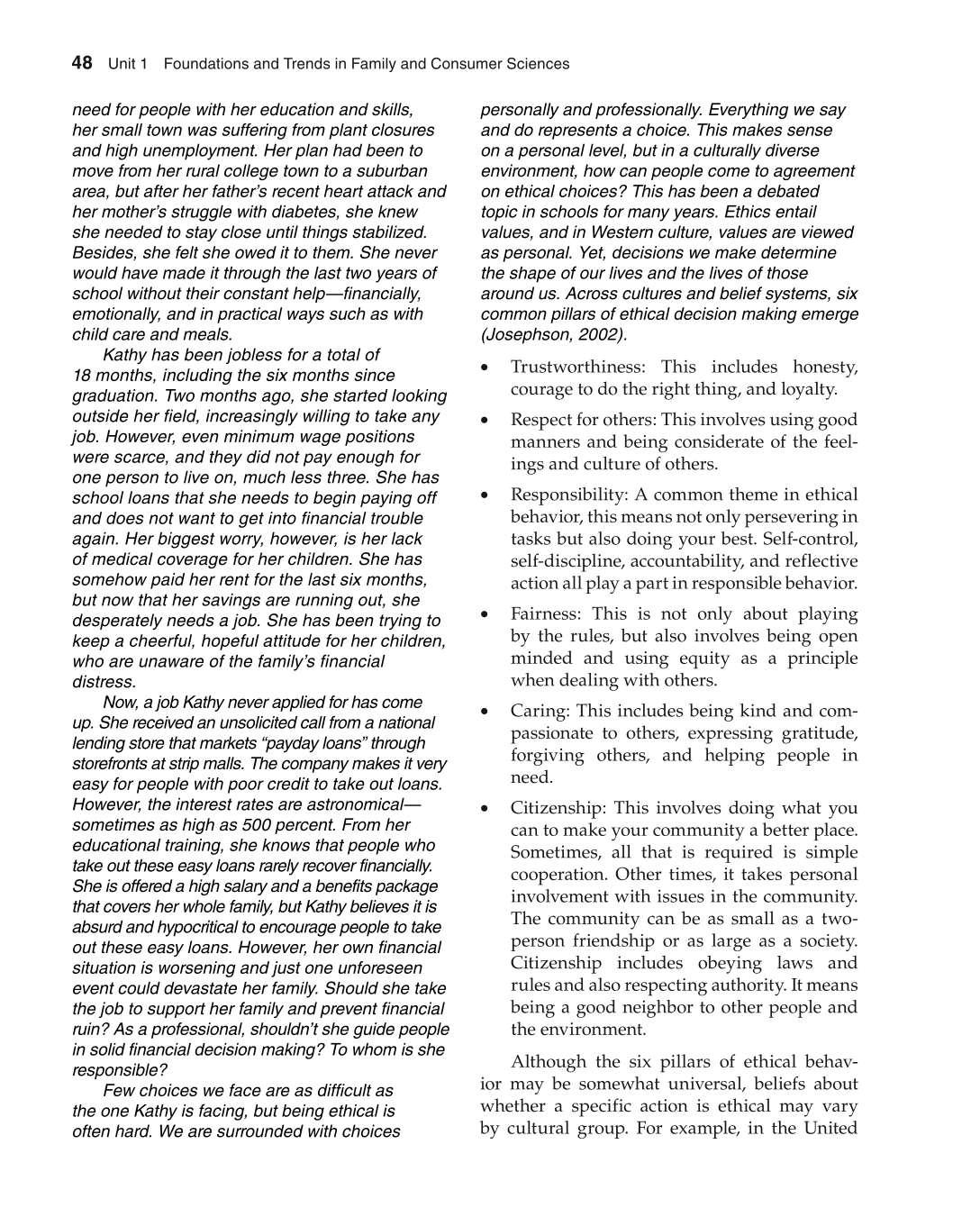 Foundations of Family and Consumer Sciences: Careers Serving Individuals, Families, and Communities, 2nd Edition page 48