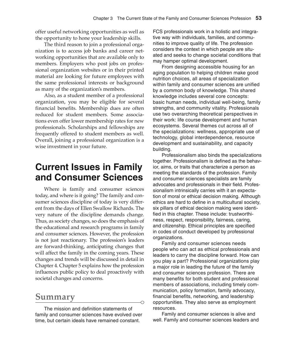 Foundations of Family and Consumer Sciences: Careers Serving Individuals, Families, and Communities, 2nd Edition page 53