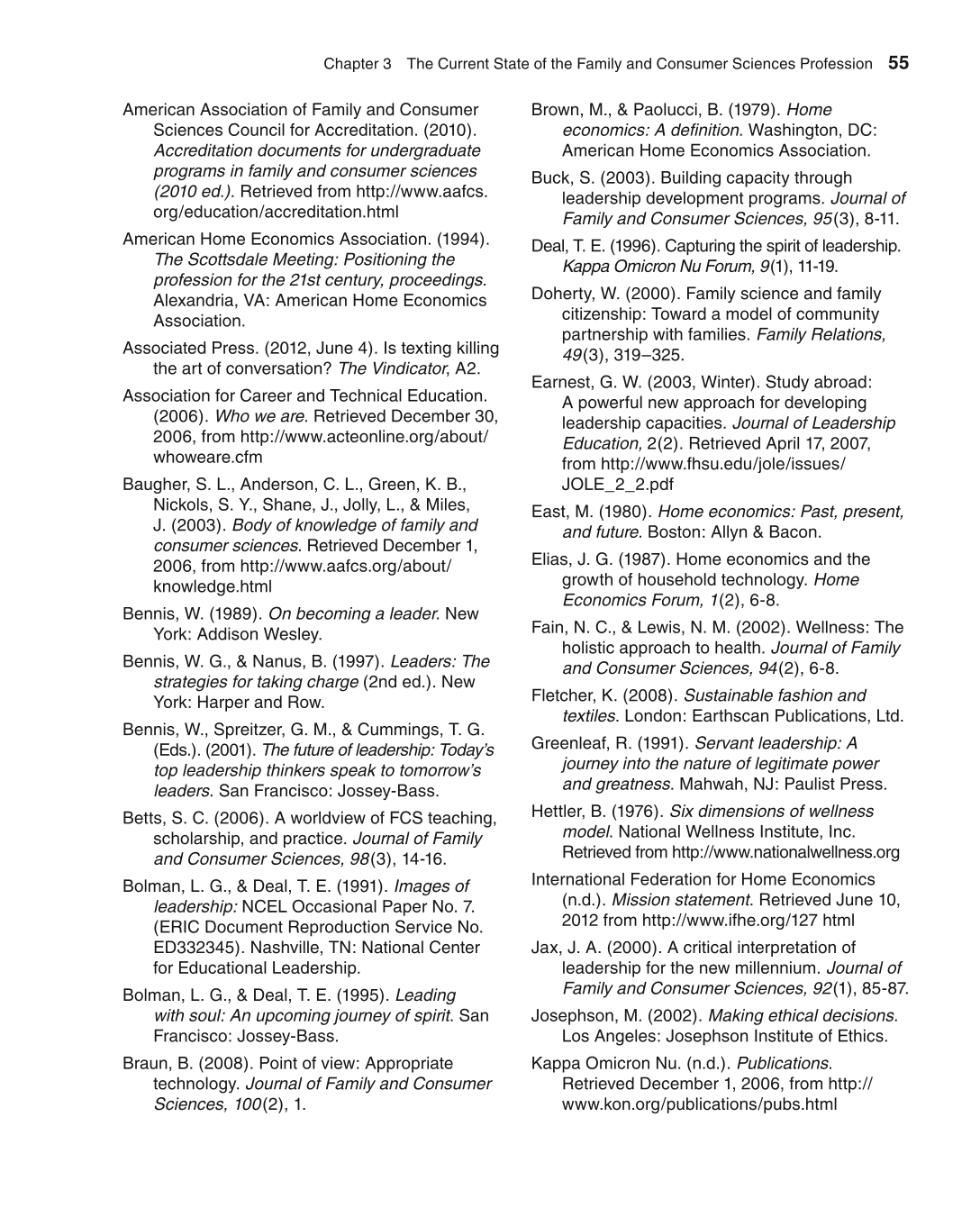 Foundations of Family and Consumer Sciences: Careers Serving Individuals, Families, and Communities, 2nd Edition page 55
