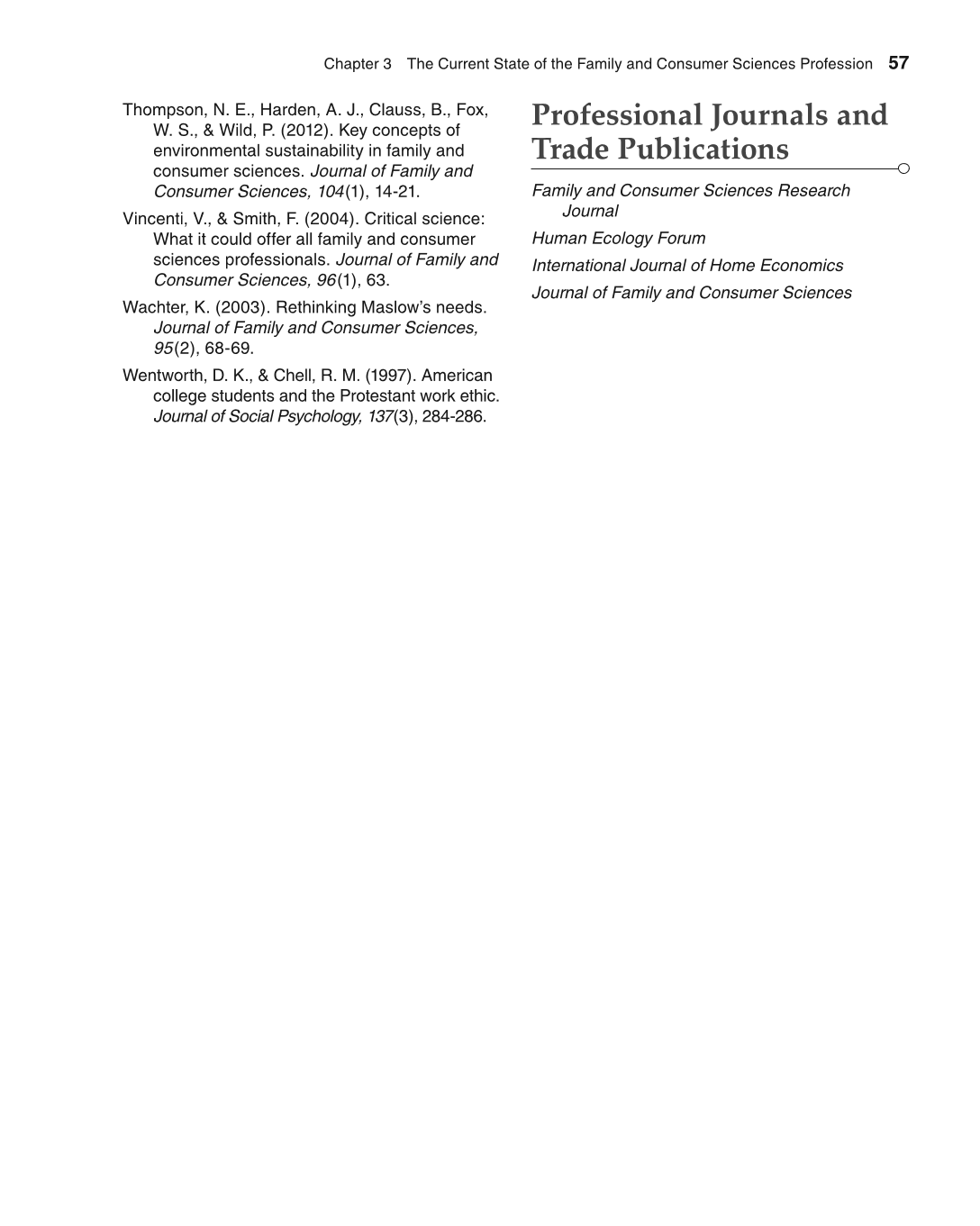 Foundations of Family and Consumer Sciences: Careers Serving Individuals, Families, and Communities, 2nd Edition page 57