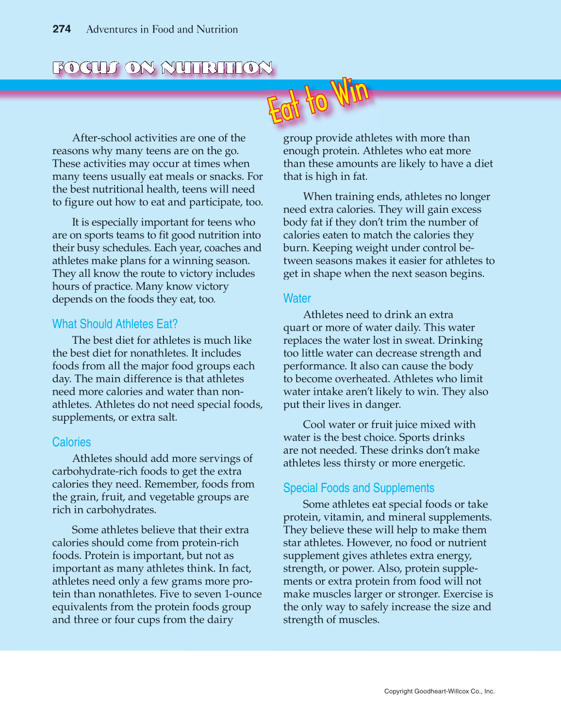 Adventures in Food and Nutrition!, 5th Edition page 274