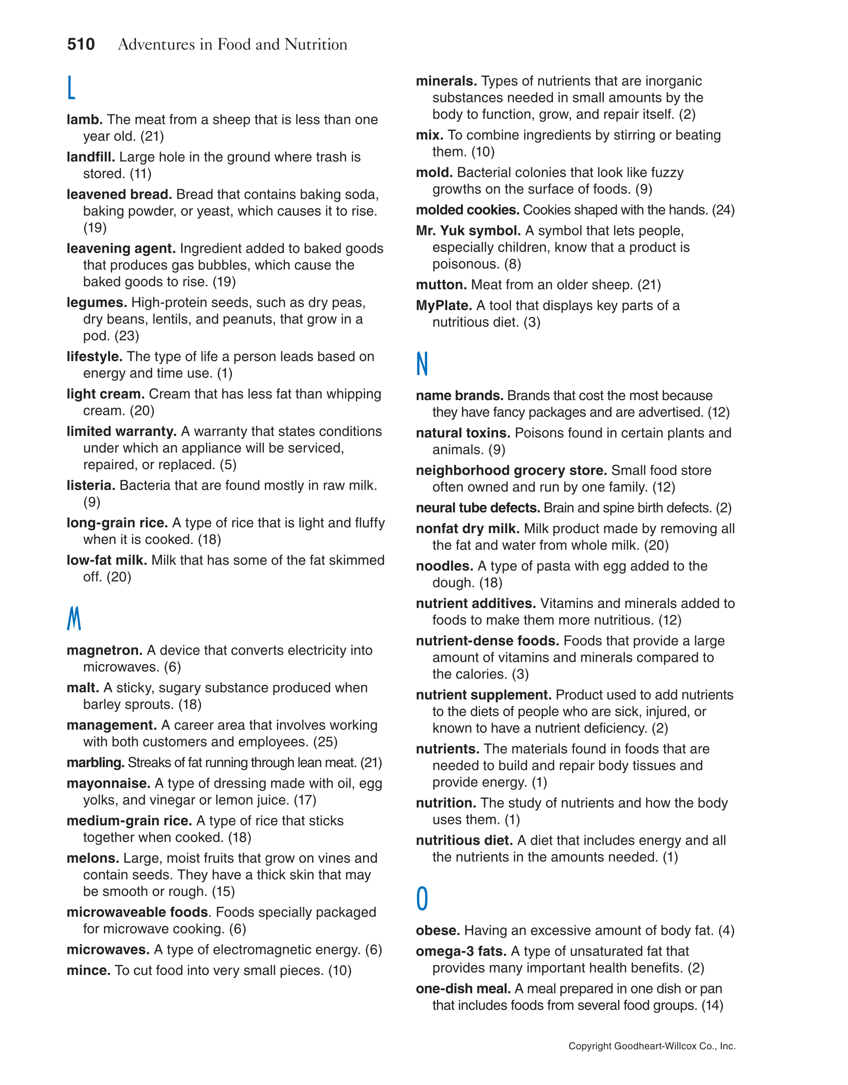 Adventures in Food and Nutrition!, 5th Edition page 510