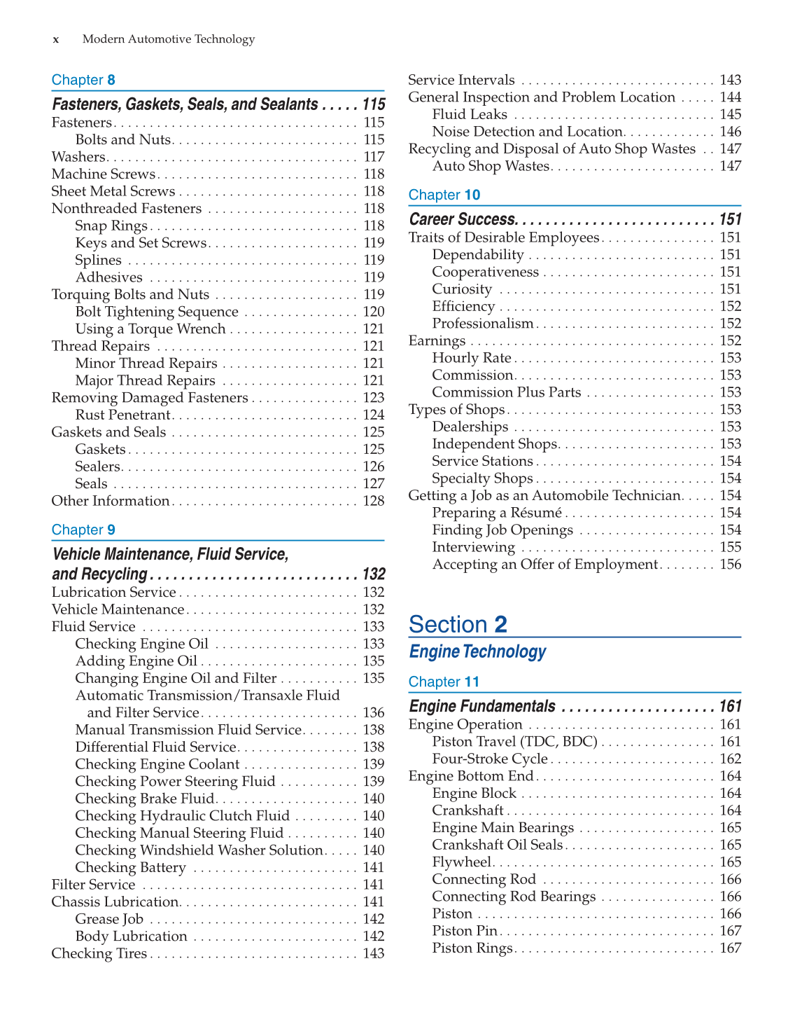 Modern Automotive Technology, 8th Edition page x
