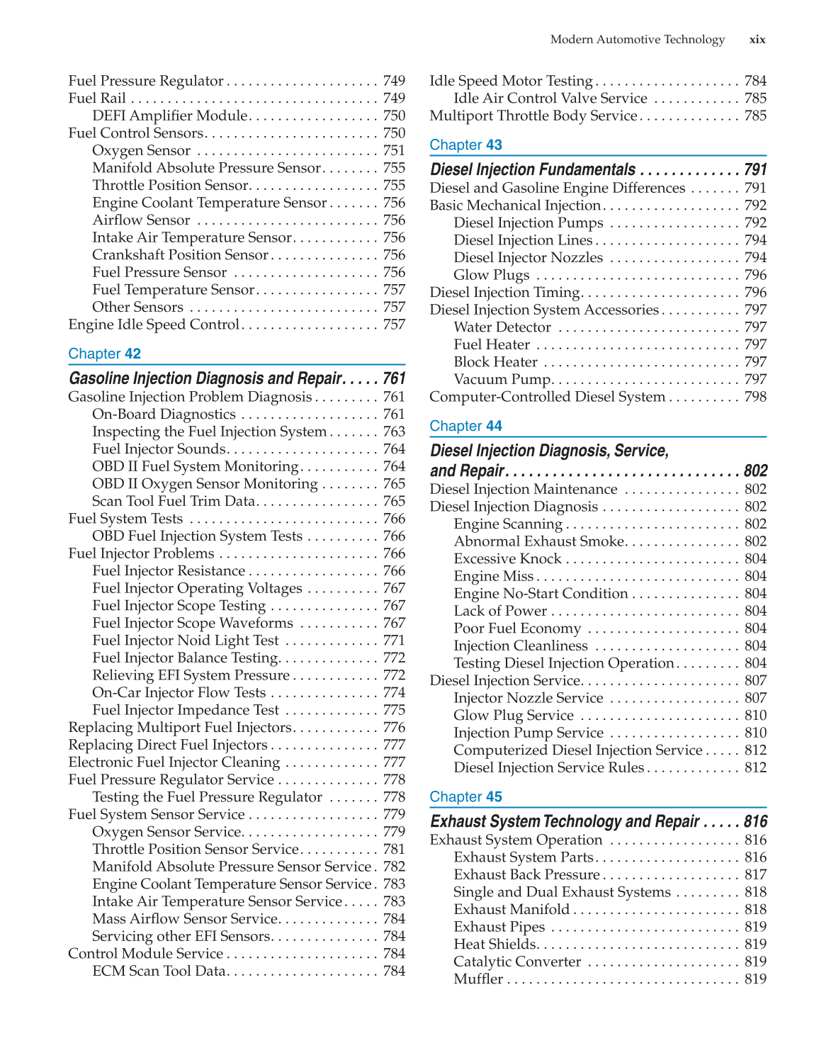 Modern Automotive Technology, 8th Edition page xix