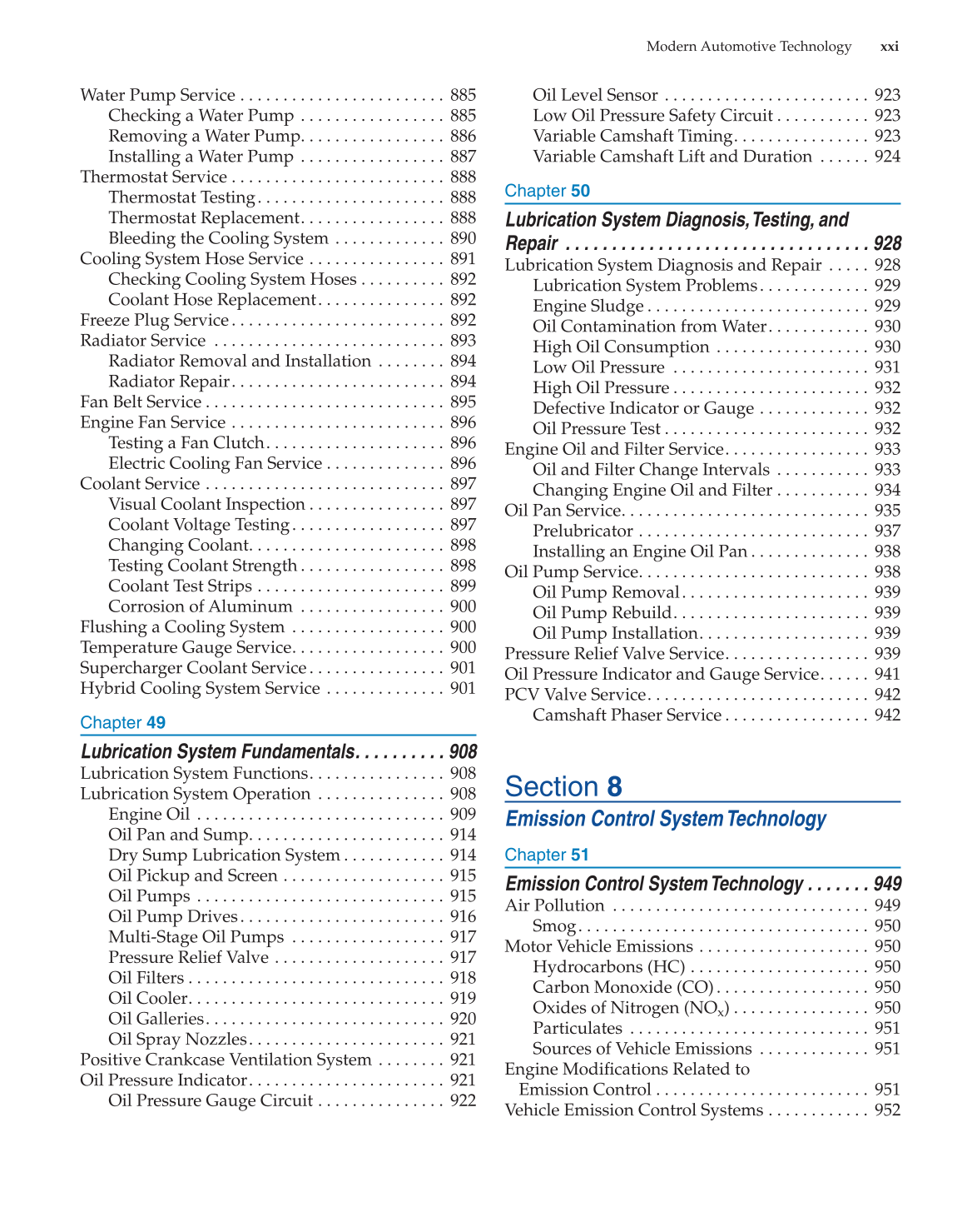Modern Automotive Technology, 8th Edition page xxi