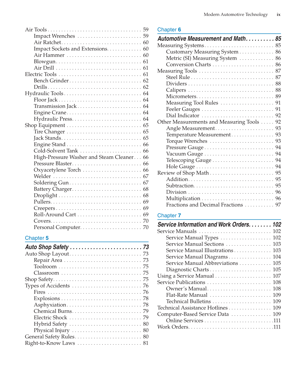 Modern Automotive Technology, 8th Edition page ix