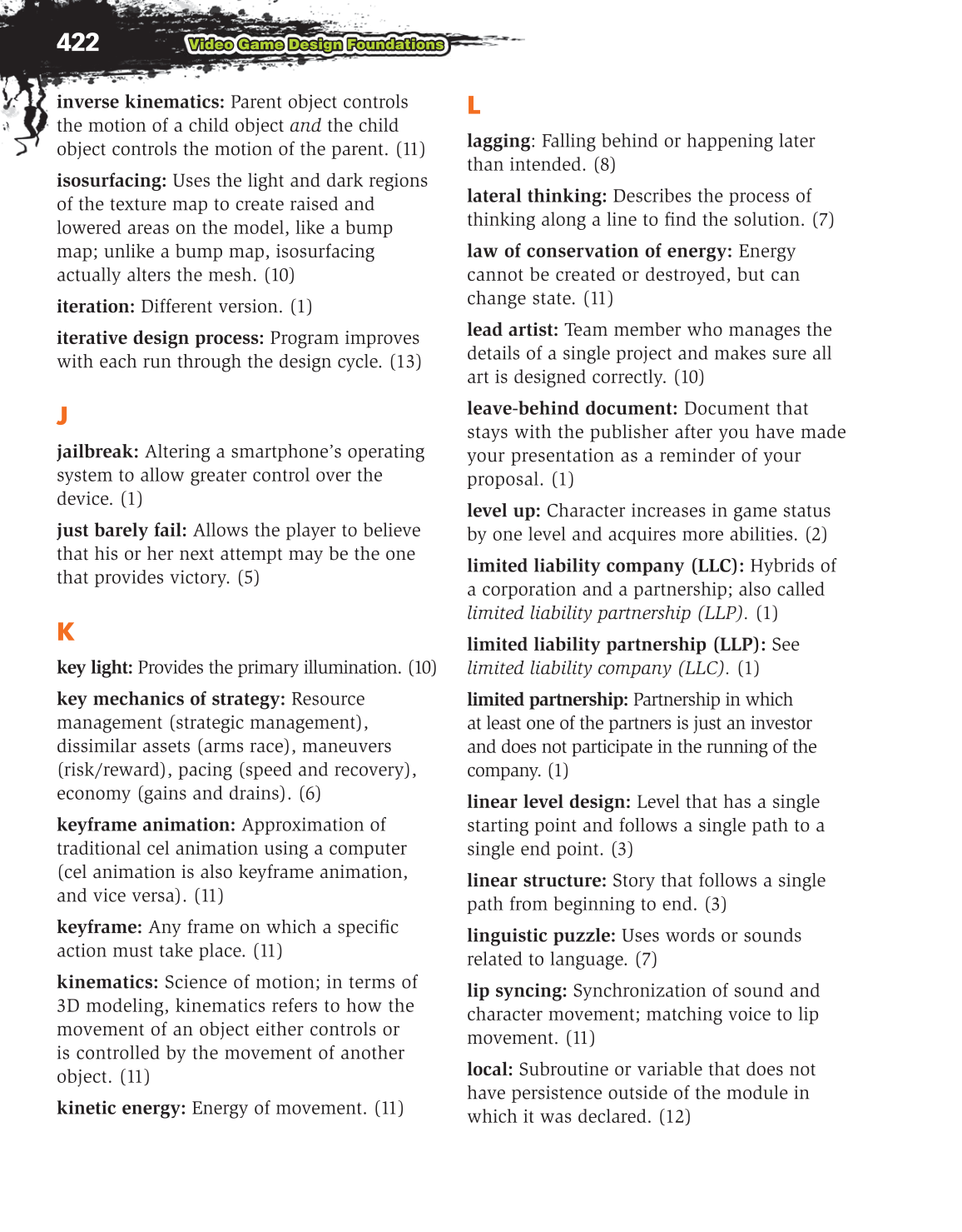 Video Game Design Composition, 1st Edition page 422