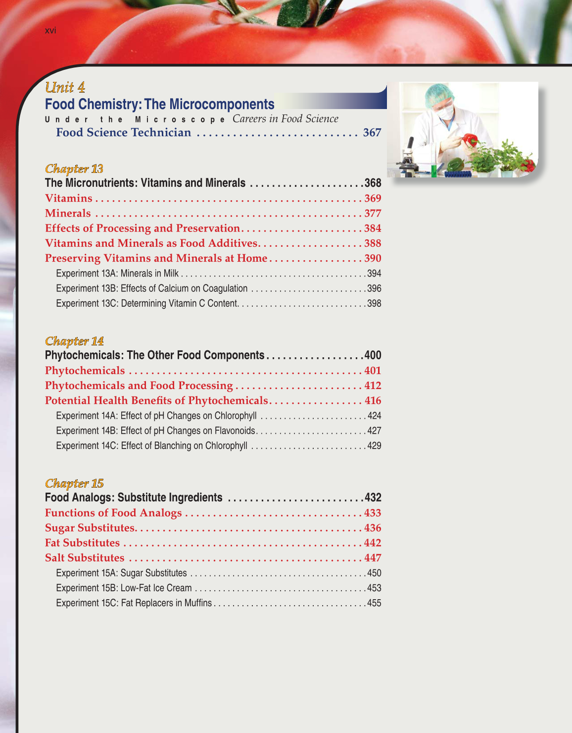 Principles of Food Science, 4th Edition page xvi