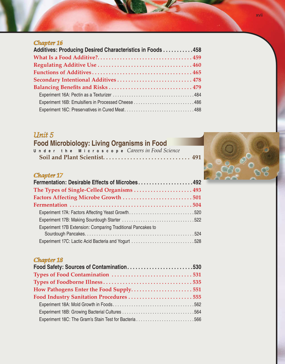 Principles of Food Science, 4th Edition page xvii