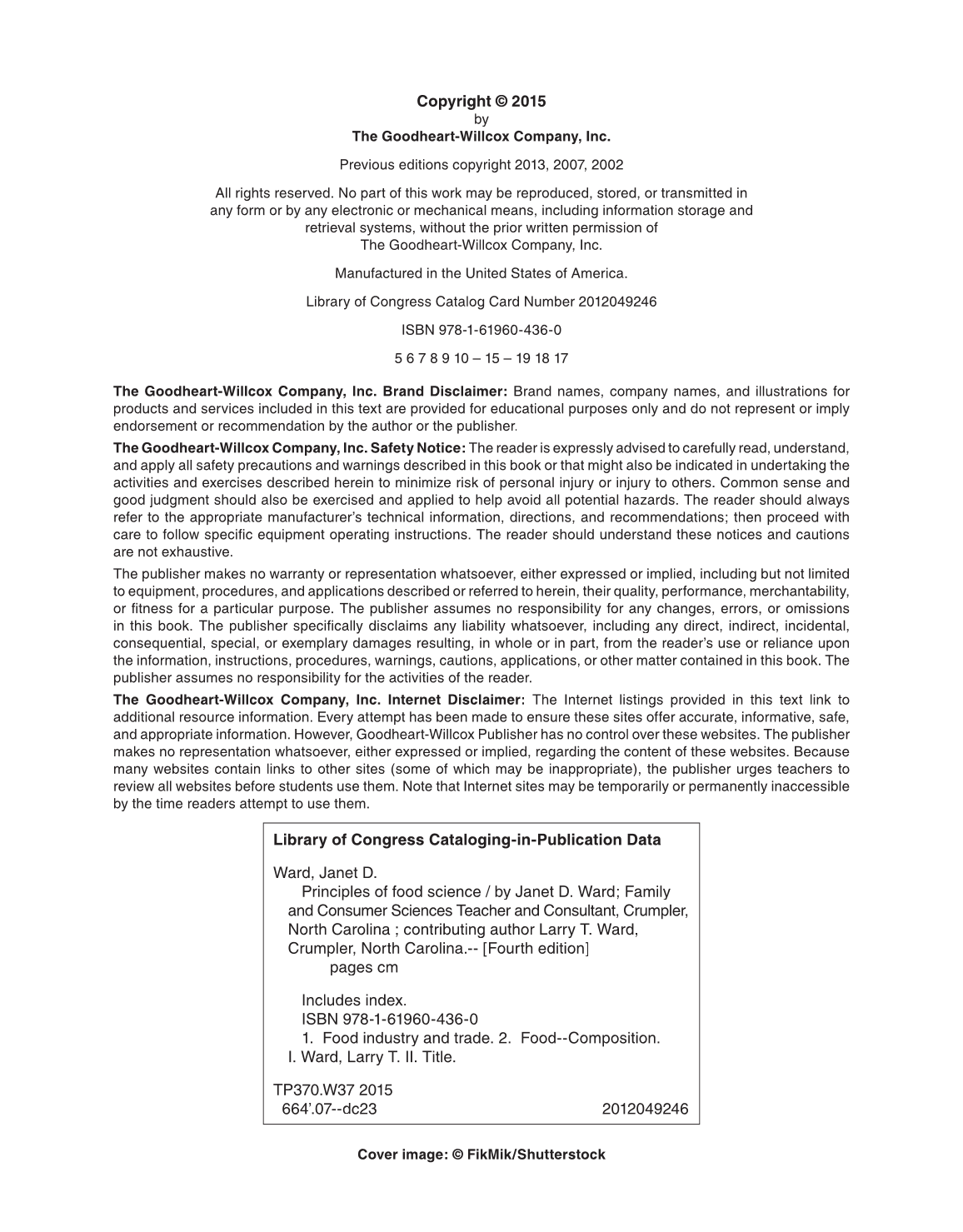 Principles of Food Science, 4th Edition page ii