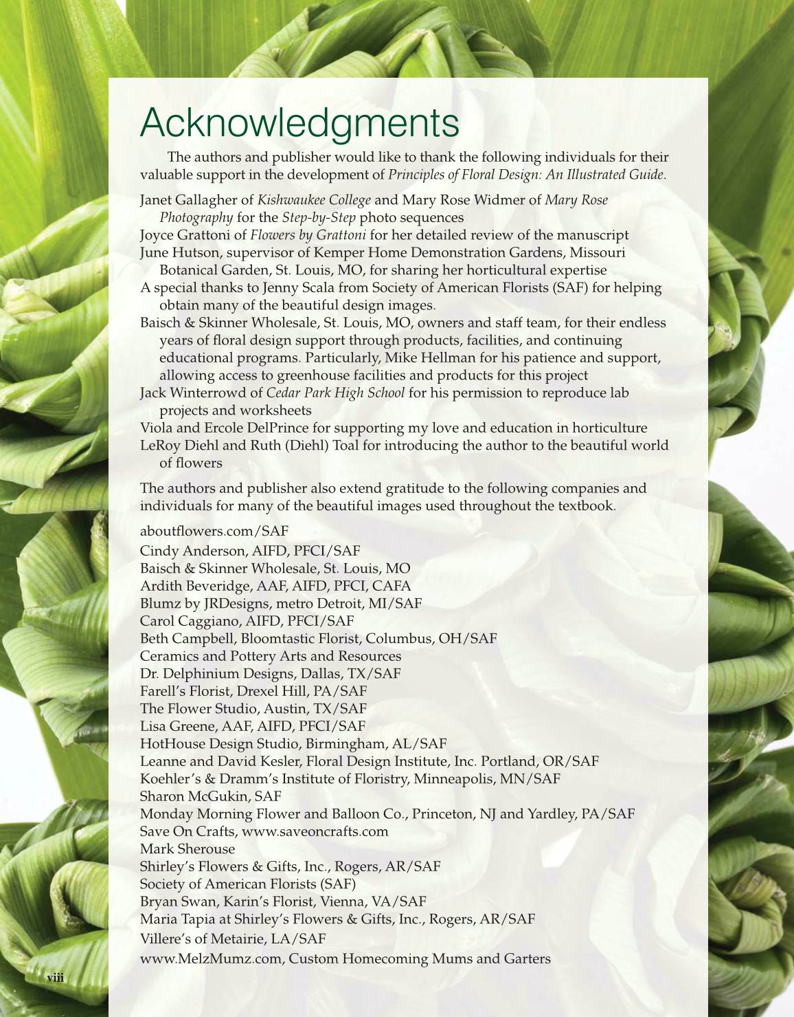 Principles of Floral Design, 1st Edition page viii