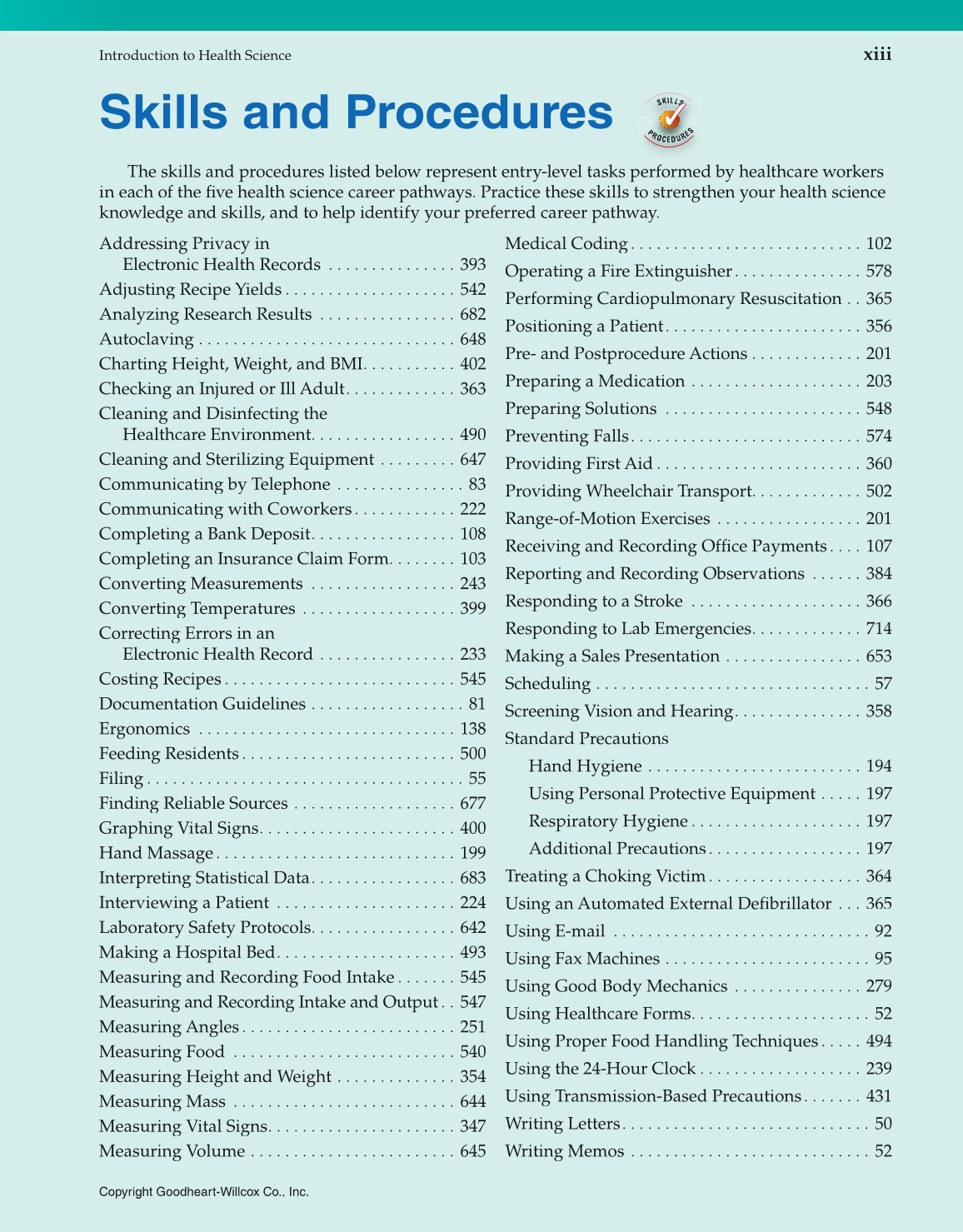 Introduction to Health Science: Pathways to Your Future, 1st Edition page xiii