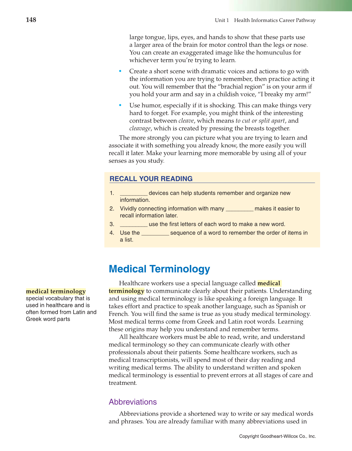 Introduction to Health Science: Pathways to Your Future, 1st Edition page 148