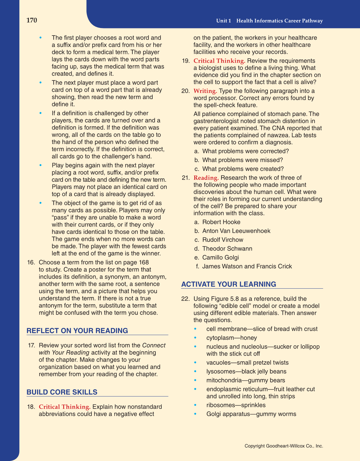 Introduction to Health Science: Pathways to Your Future, 1st Edition page 170