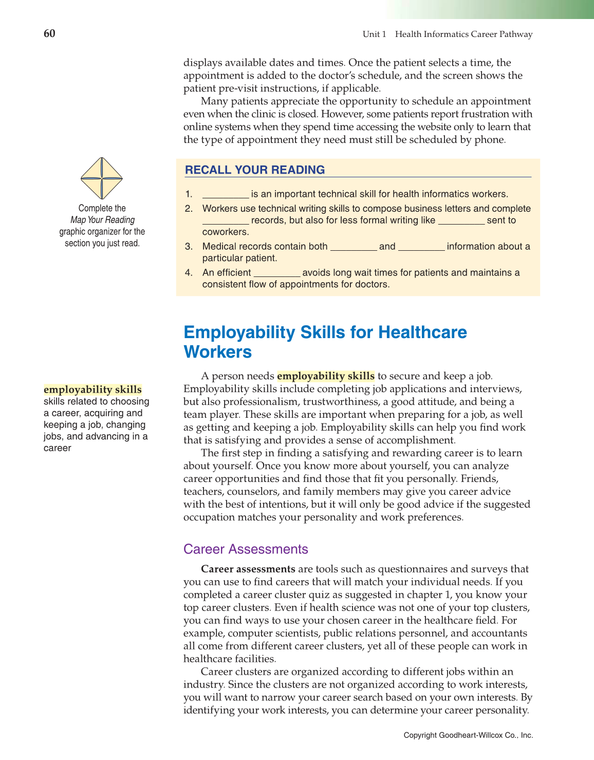 Introduction to Health Science: Pathways to Your Future, 1st Edition page 60