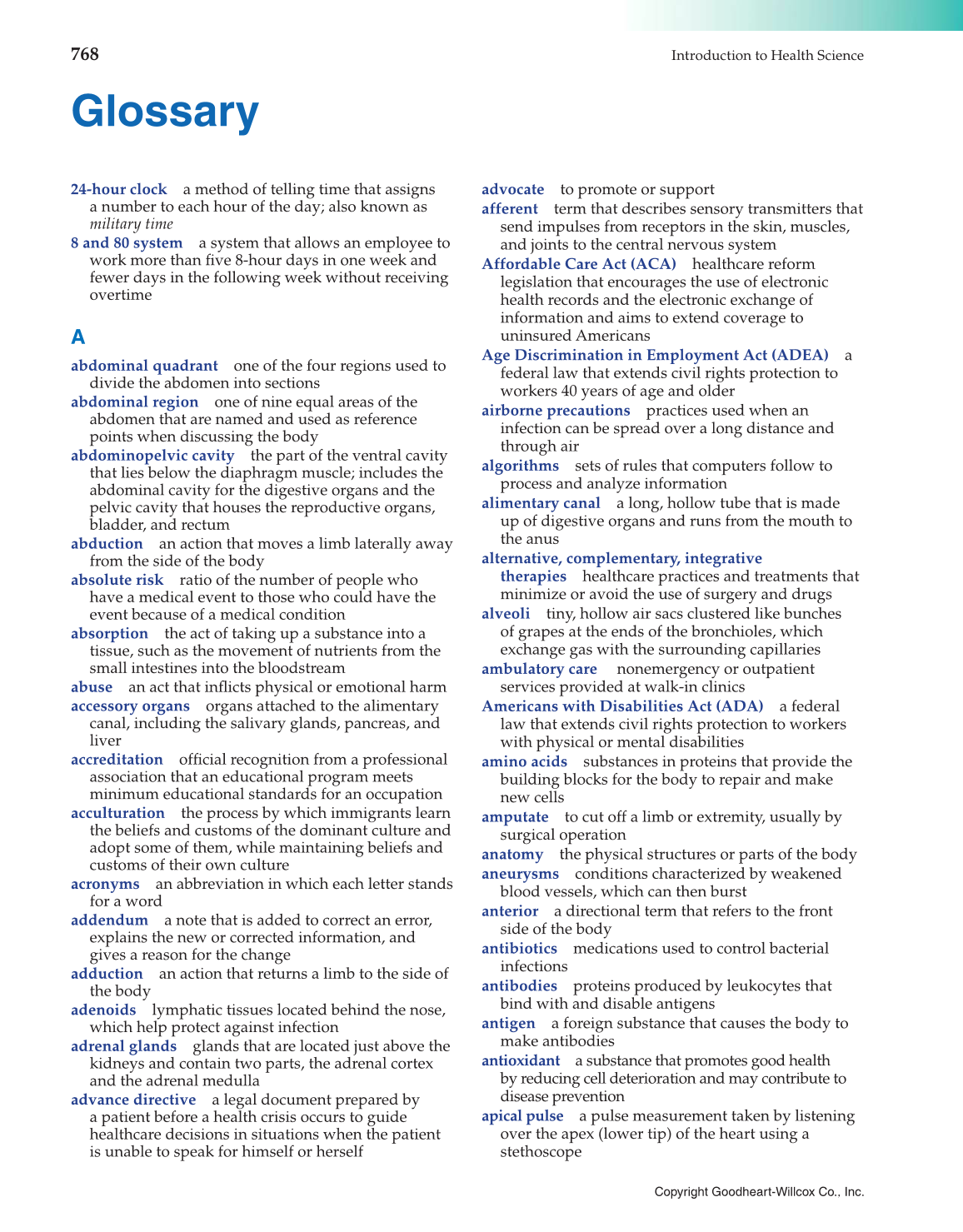 Introduction to Health Science: Pathways to Your Future, 1st Edition page 768