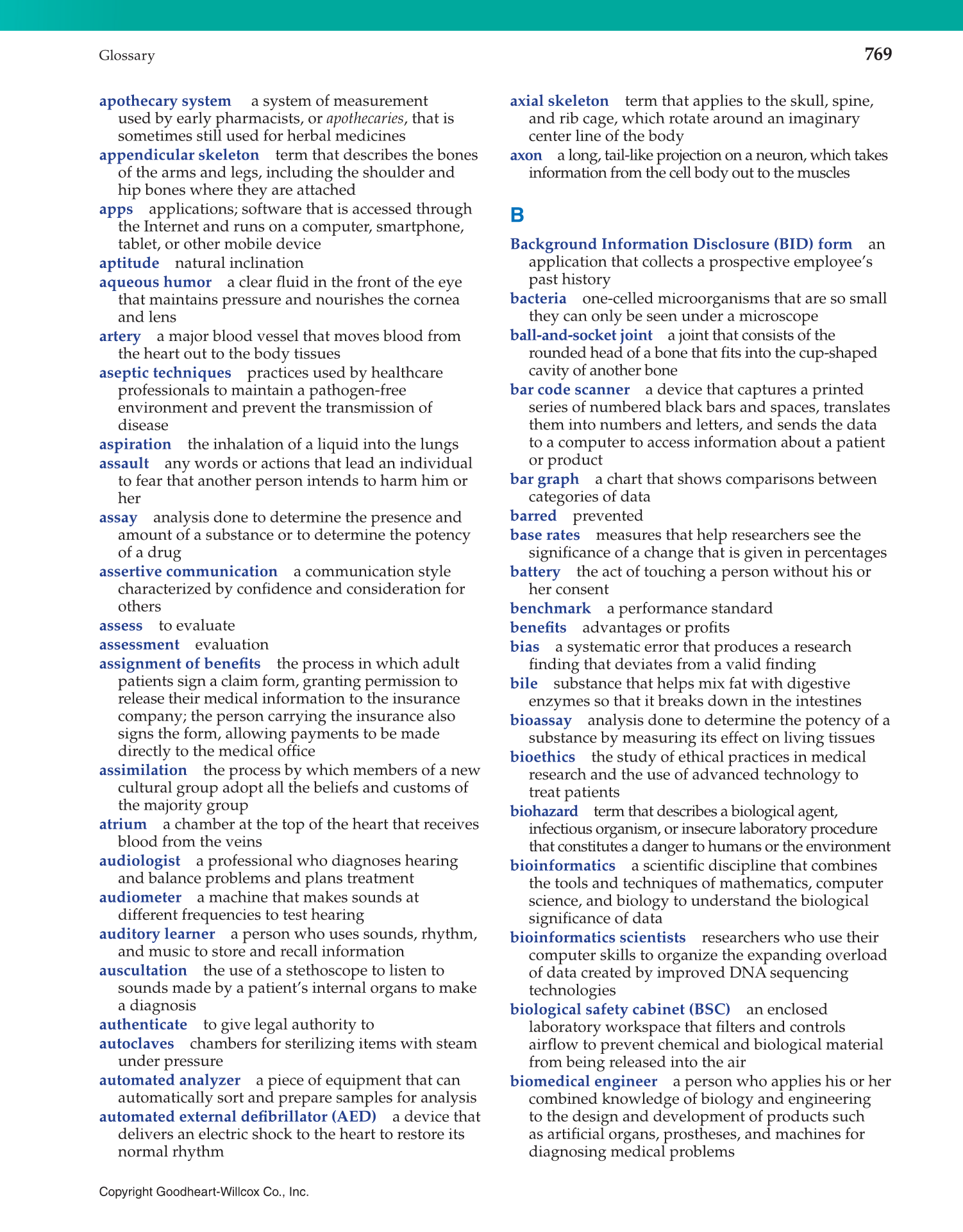Introduction to Health Science: Pathways to Your Future, 1st Edition page 769