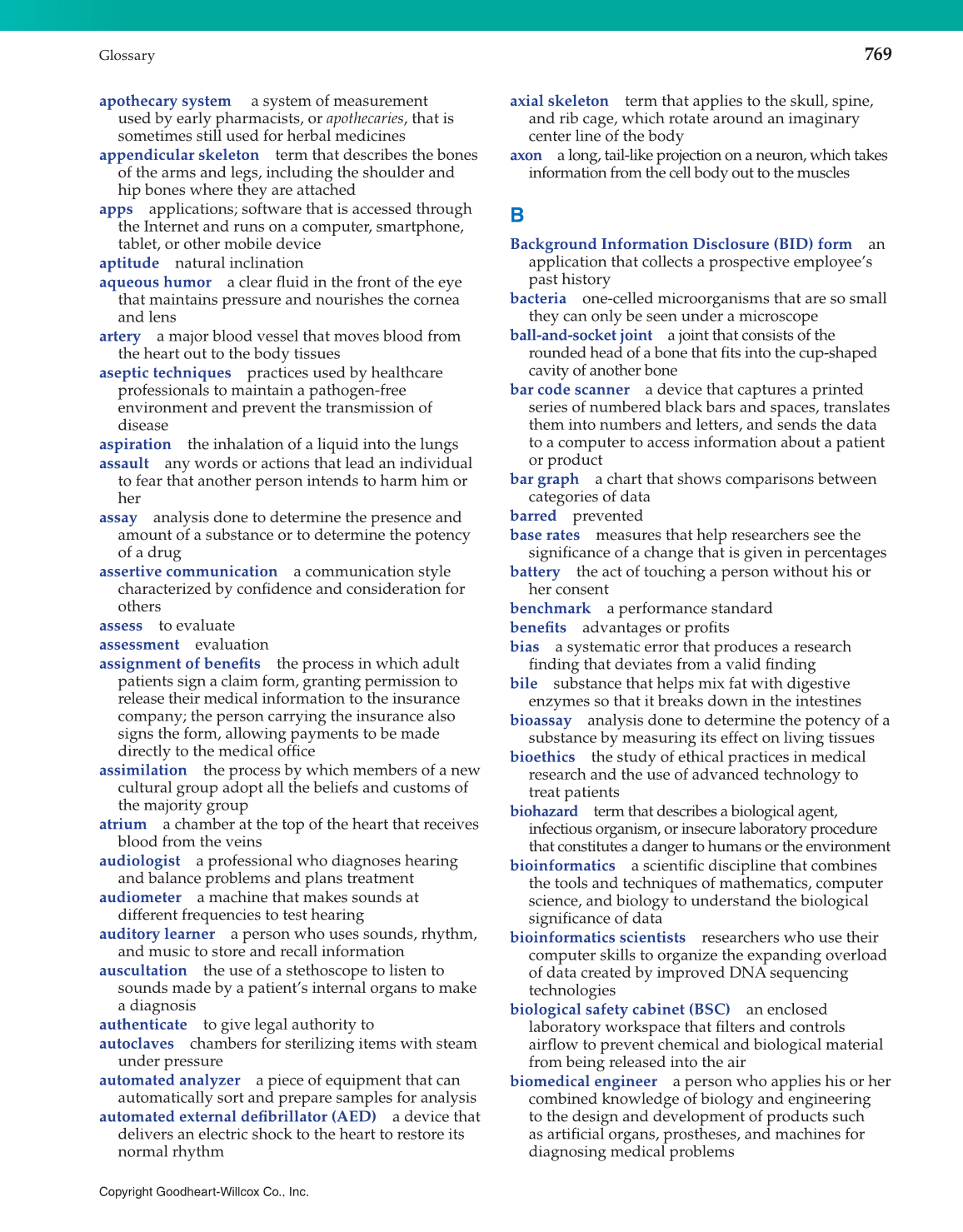 Introduction to Health Science: Pathways to Your Future, 1st Edition page 769