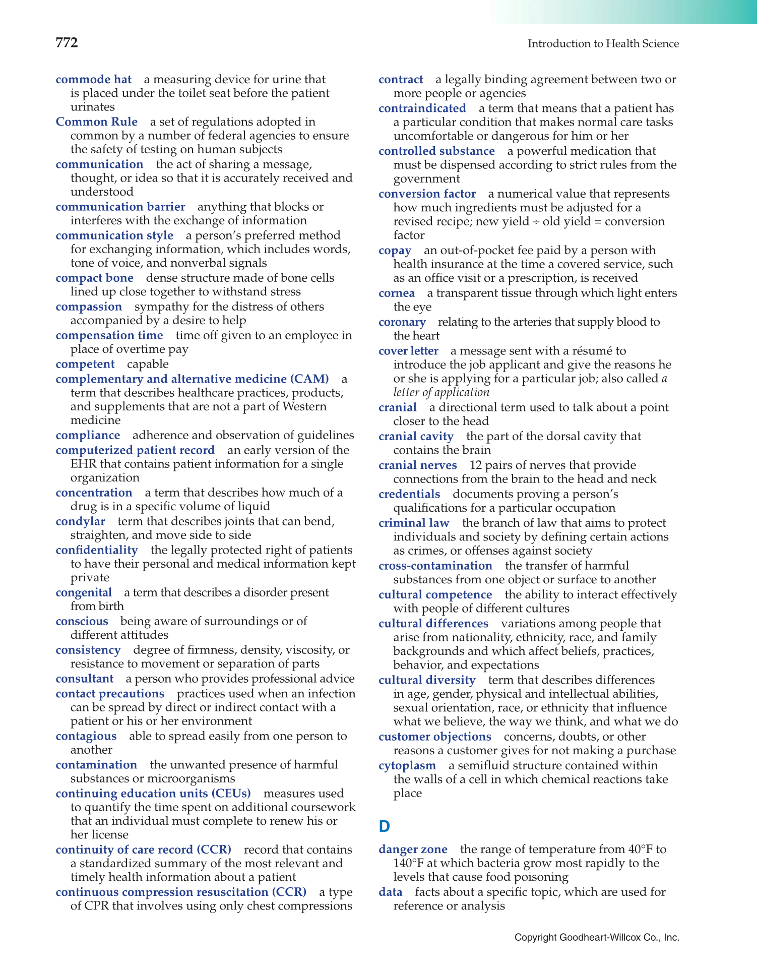 Introduction to Health Science: Pathways to Your Future, 1st Edition page 772