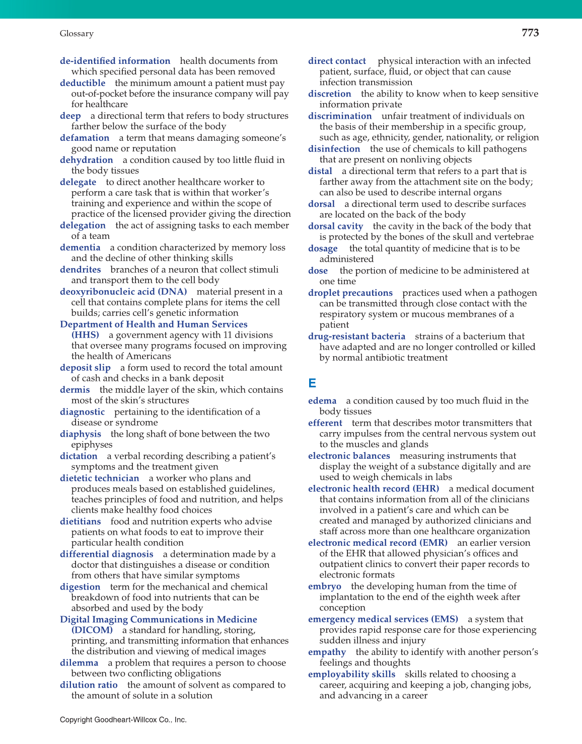 Introduction to Health Science: Pathways to Your Future, 1st Edition page 773