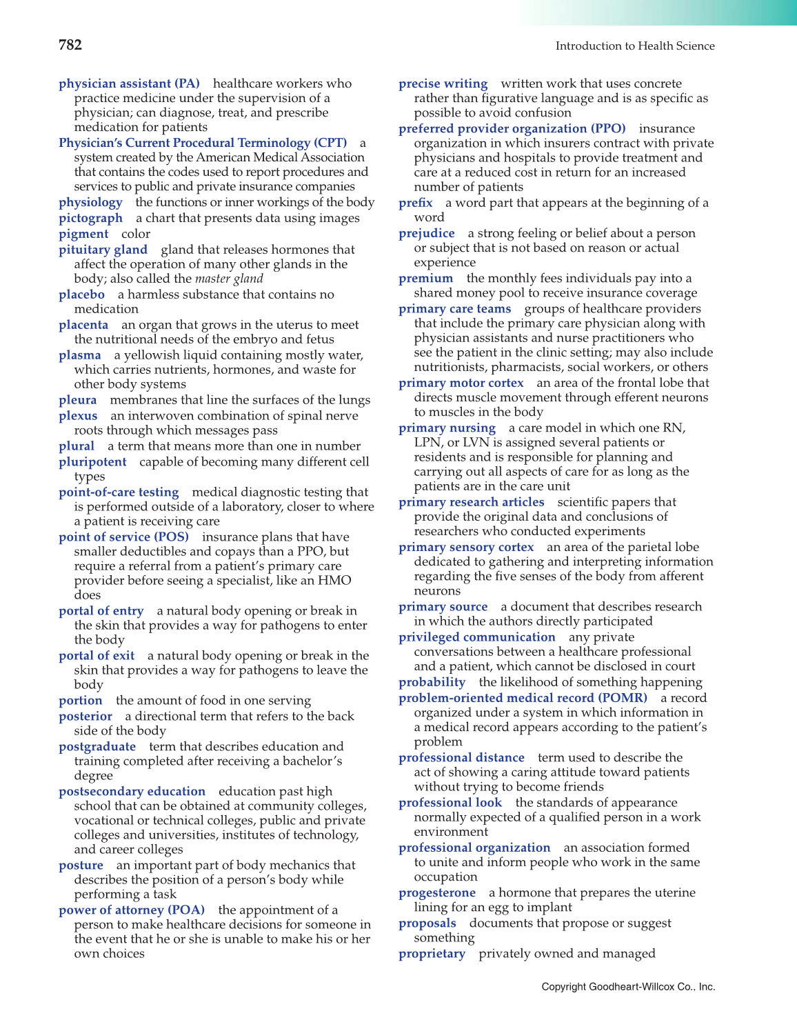 Introduction to Health Science: Pathways to Your Future, 1st Edition page 782