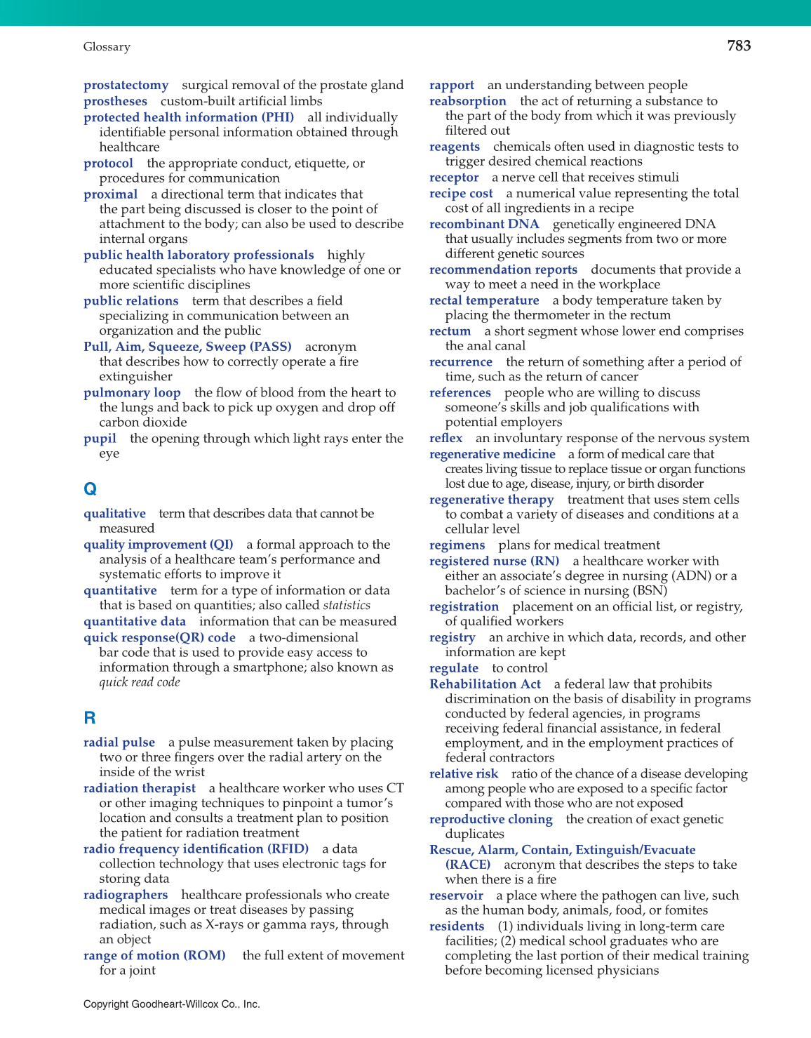 Introduction to Health Science: Pathways to Your Future, 1st Edition page 783