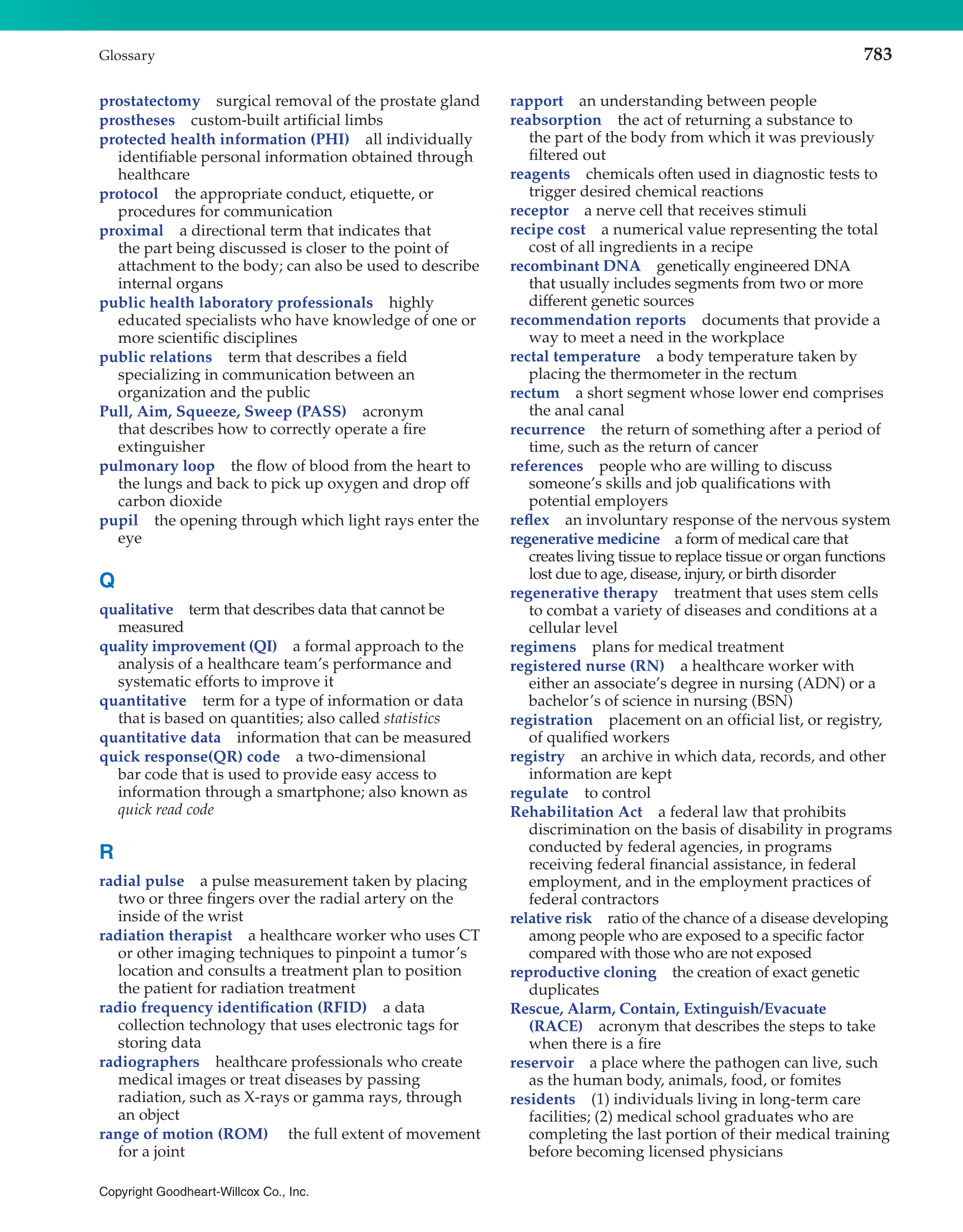 Introduction to Health Science: Pathways to Your Future, 1st Edition page 783