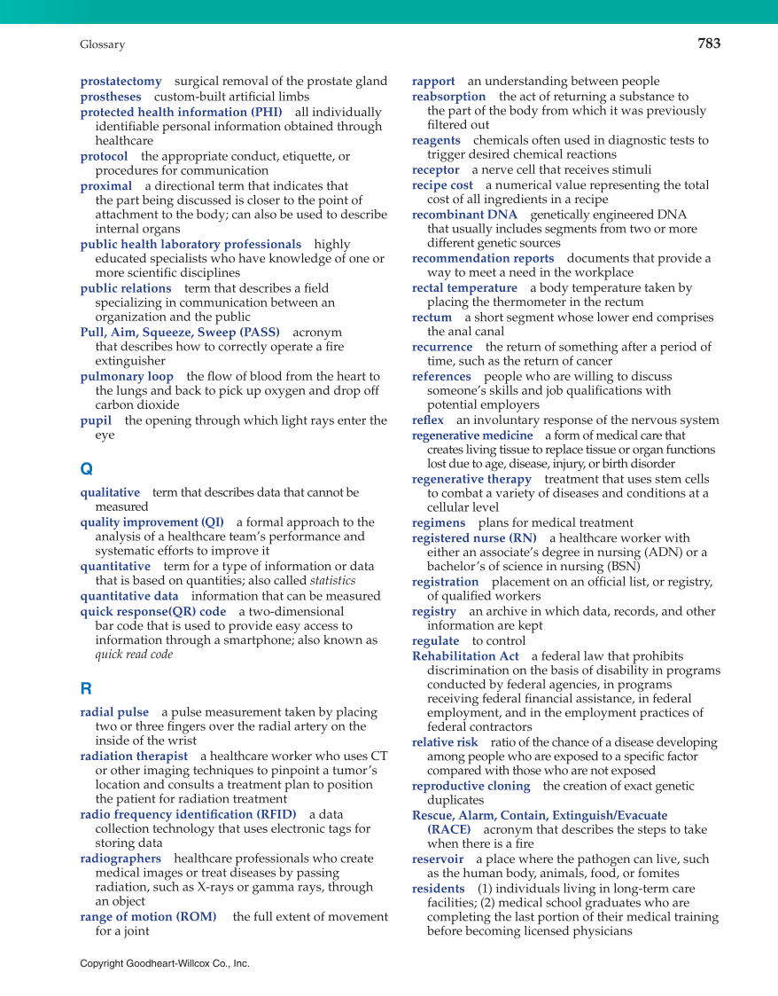 Introduction to Health Science: Pathways to Your Future, 1st Edition page 783