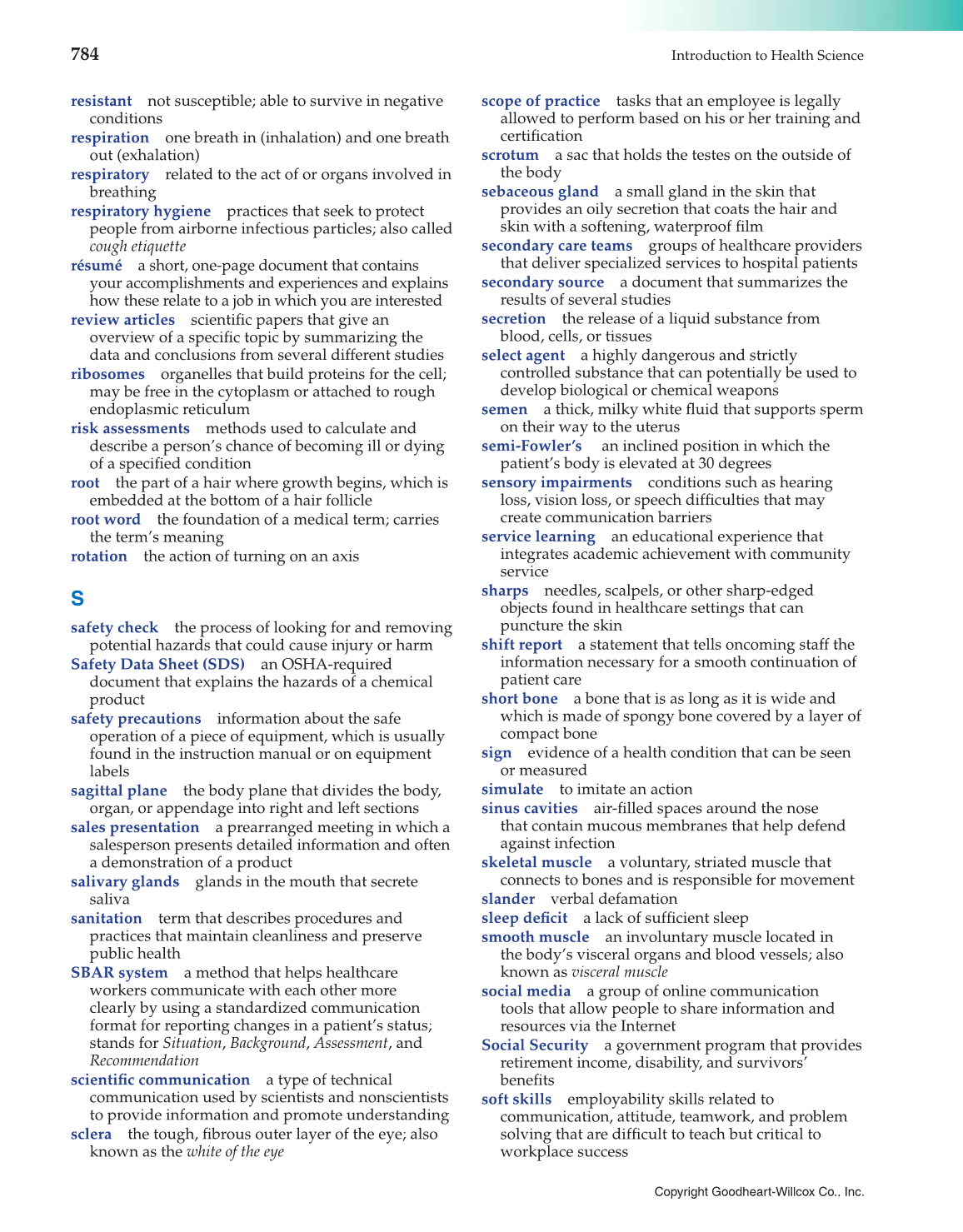 Introduction to Health Science: Pathways to Your Future, 1st Edition page 784