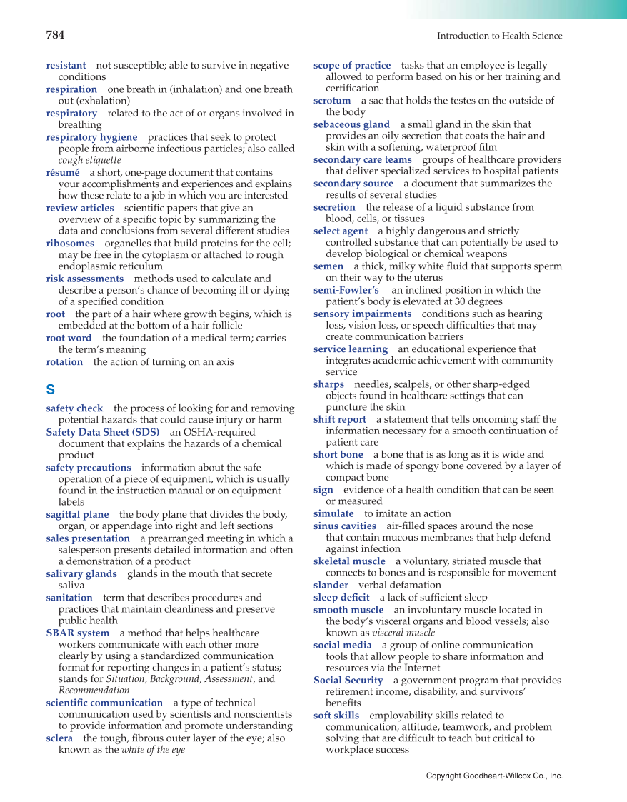 Introduction to Health Science: Pathways to Your Future, 1st Edition page 784